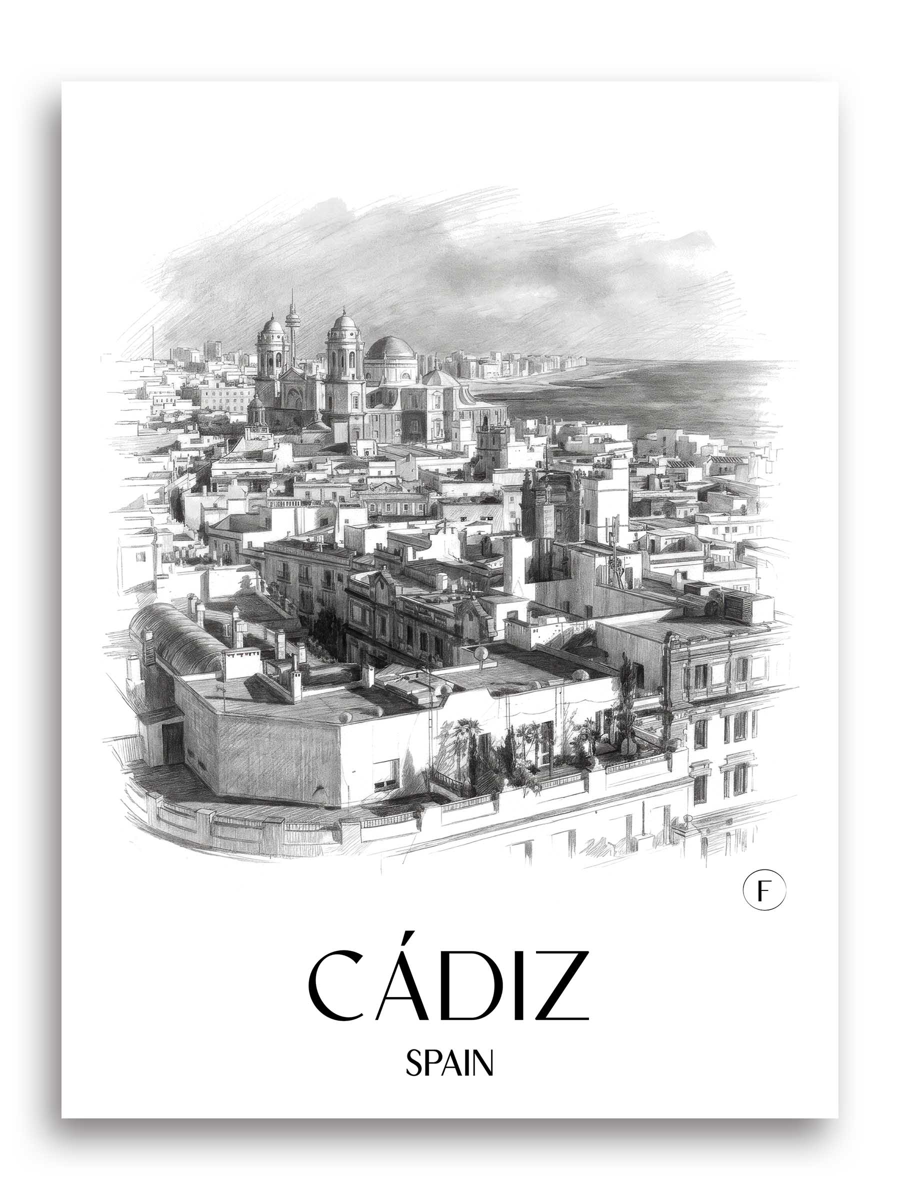 Cádiz Poster - Spanien - Spanien Kunstdruck - Zeichnung von A4 bis A1