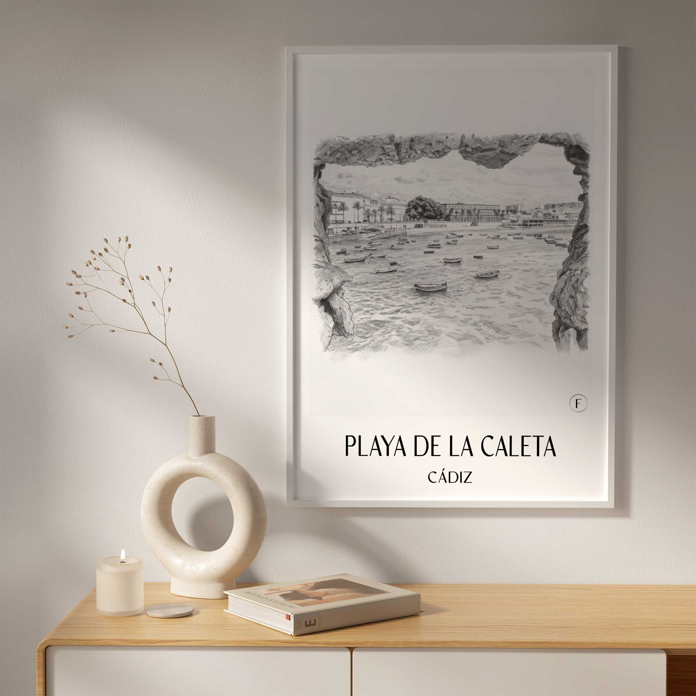 playa-de-la-caleta-cádiz-spanien-poster-bleistift-zeichnung-drawing