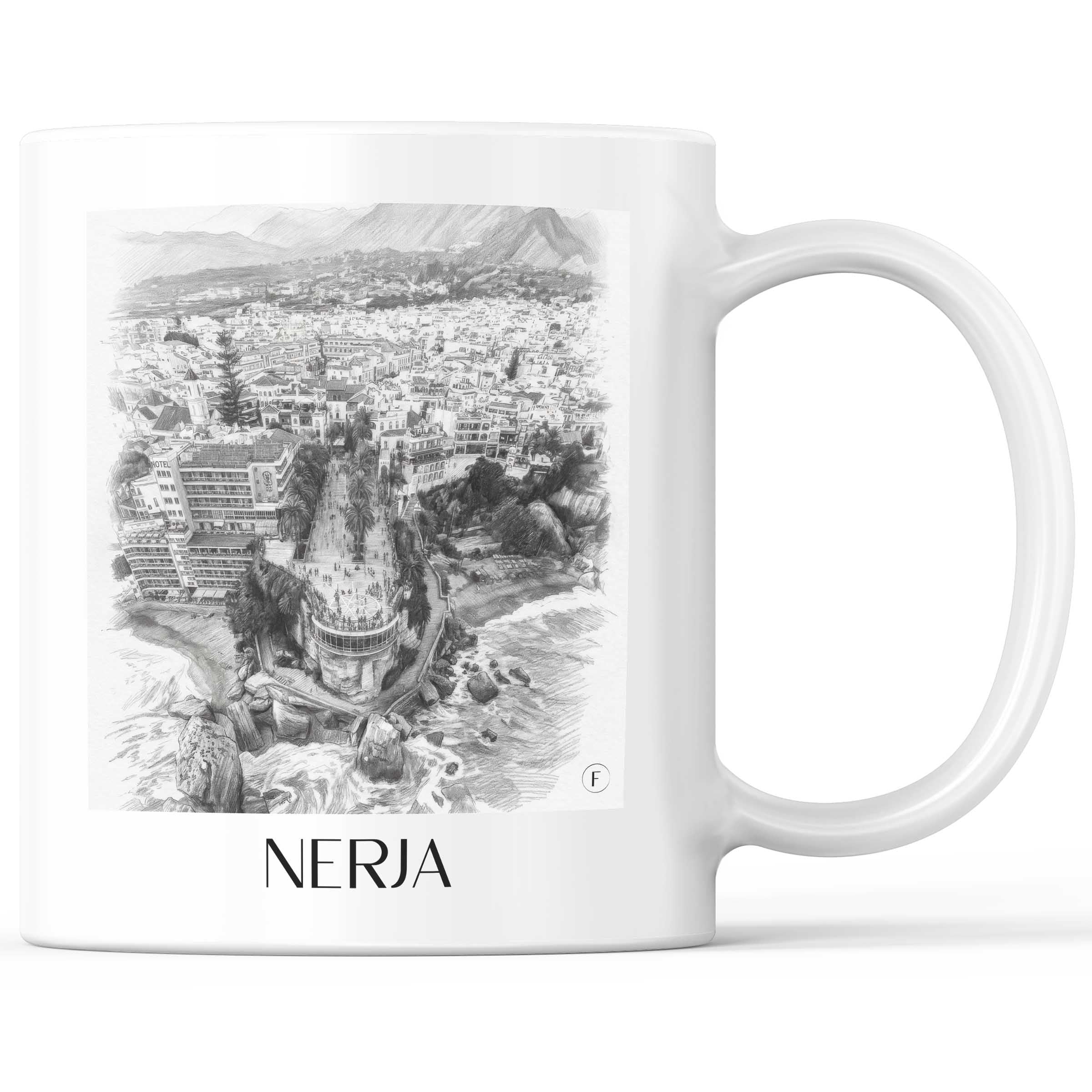 Nerja Kaffeebecher - Spanien - Spanien Becher - Kaffeetasse im Zeichnung Stil