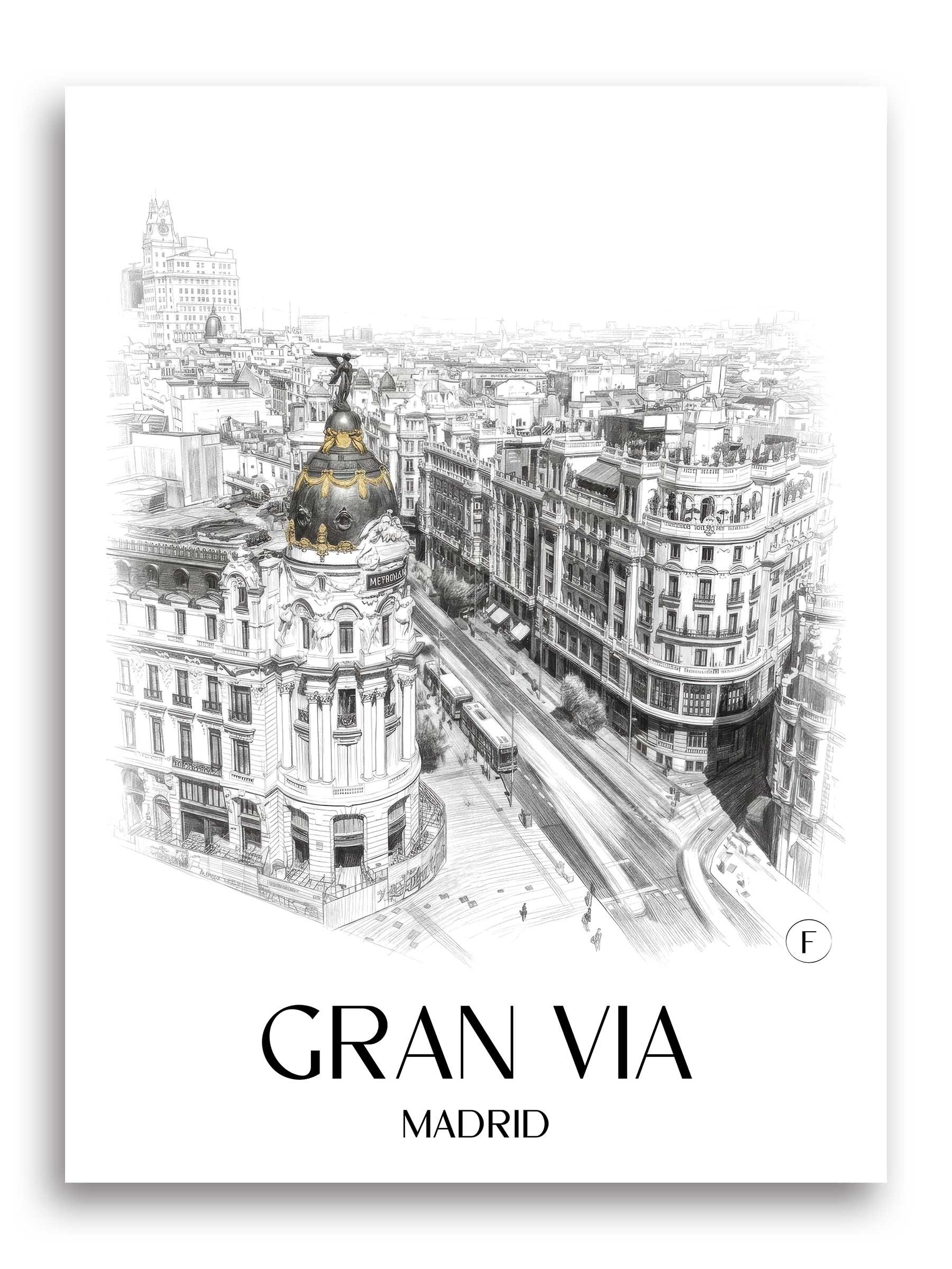 Gran Vía Poster - Madrid - Spanien Kunstdruck - Zeichnung von A4 bis A1