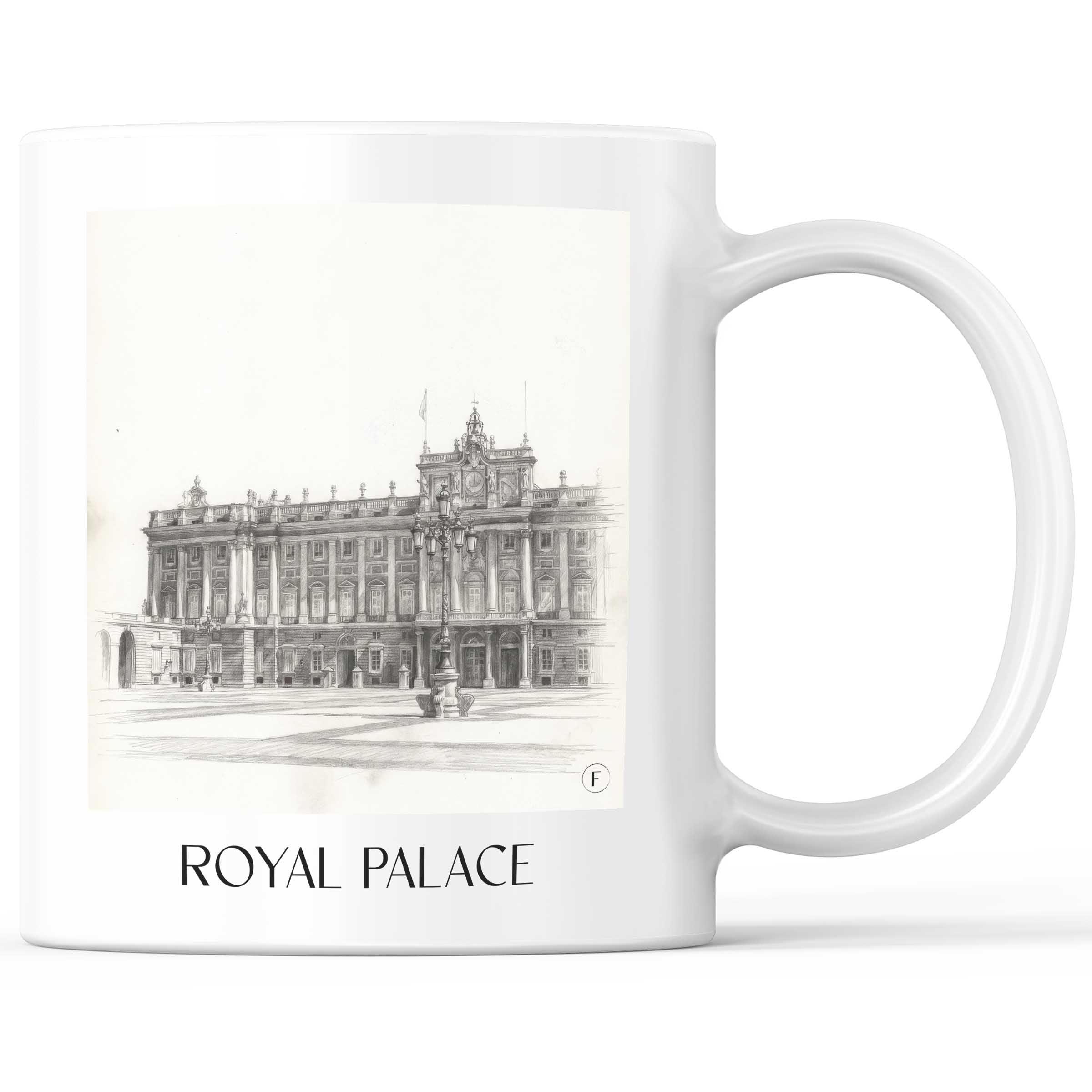 Palacio Real Kaffeebecher - Madrid - Spanien Becher - Kaffeetasse im Zeichnung Stil