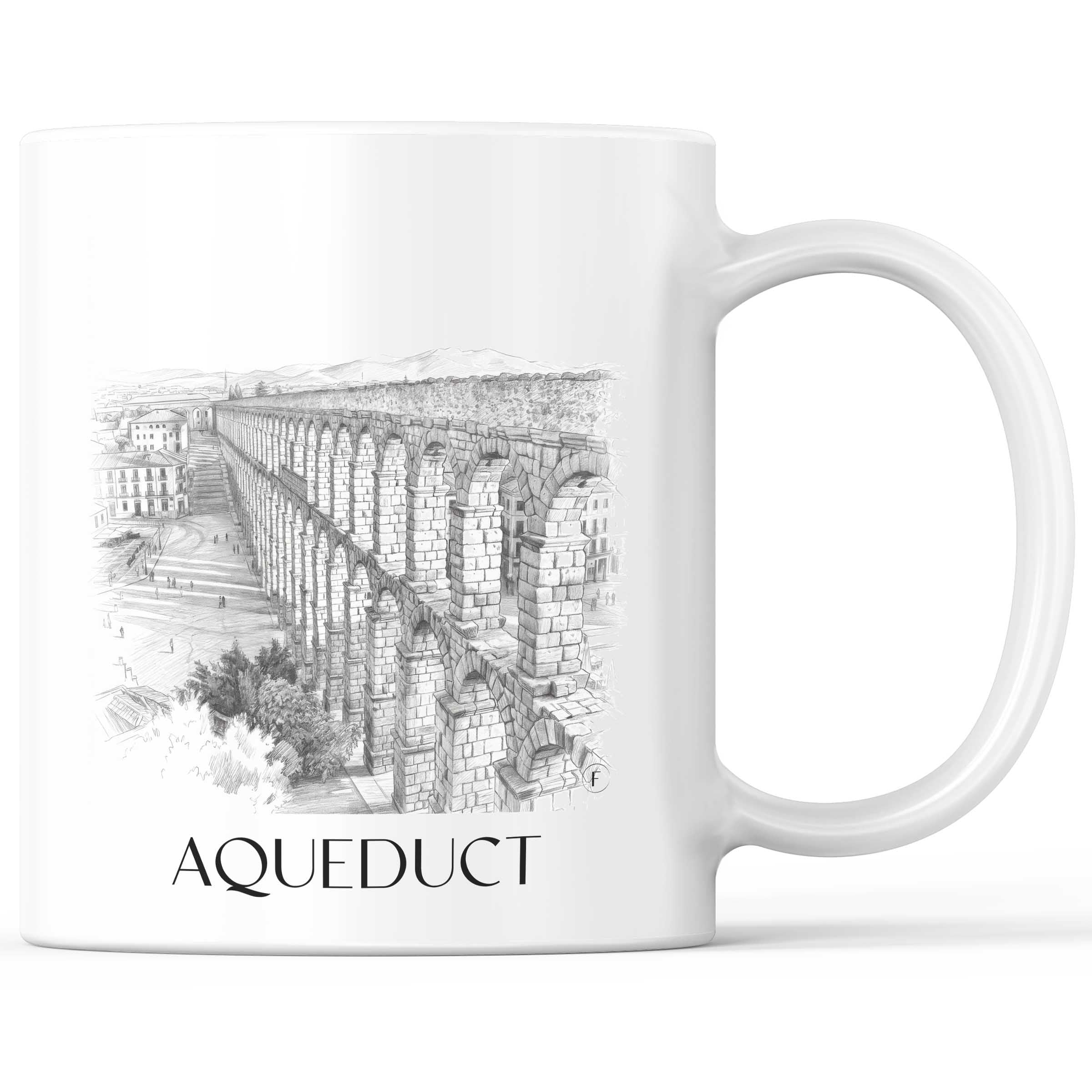 Aquädukt Kaffeebecher - Segovia - Spanien Becher - Kaffeetasse im Zeichnung Stil