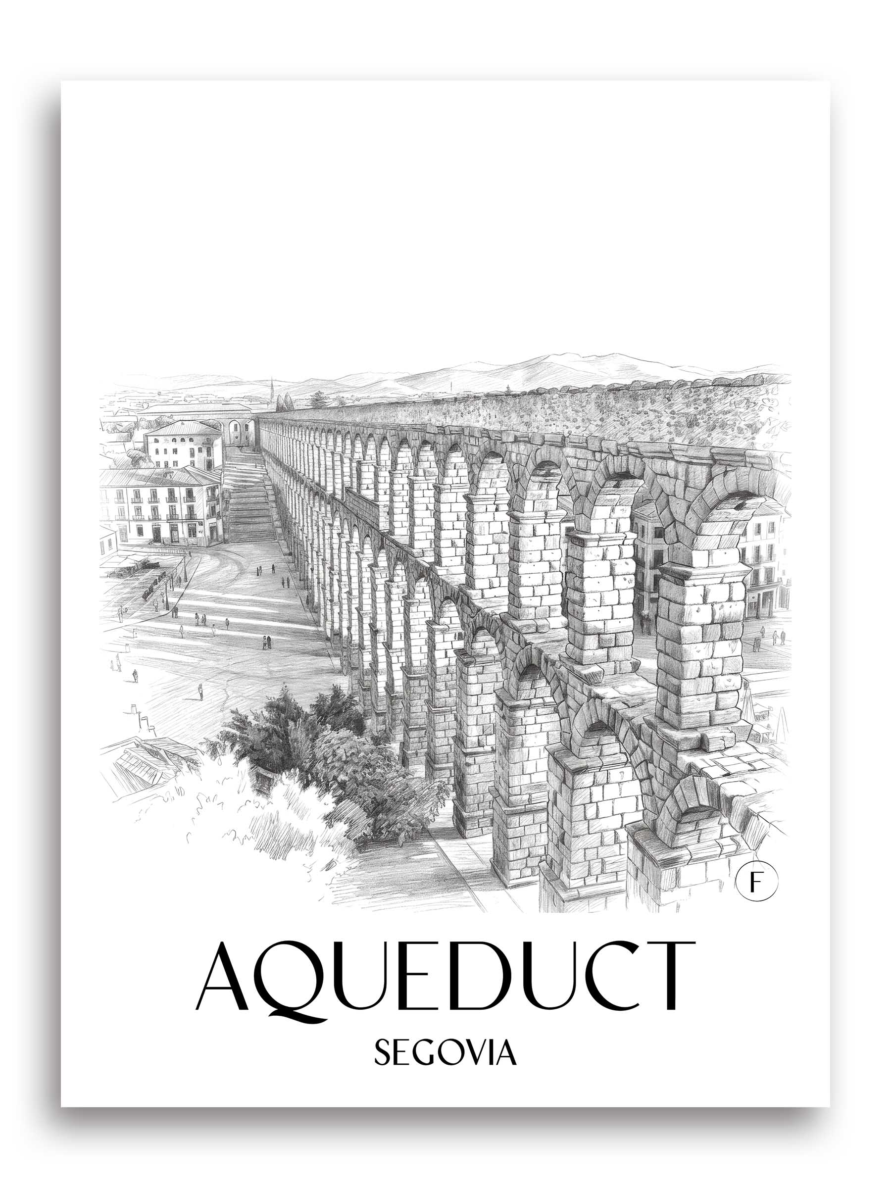 Aquädukt Poster - Segovia - Spanien Kunstdruck - Zeichnung von A4 bis A1