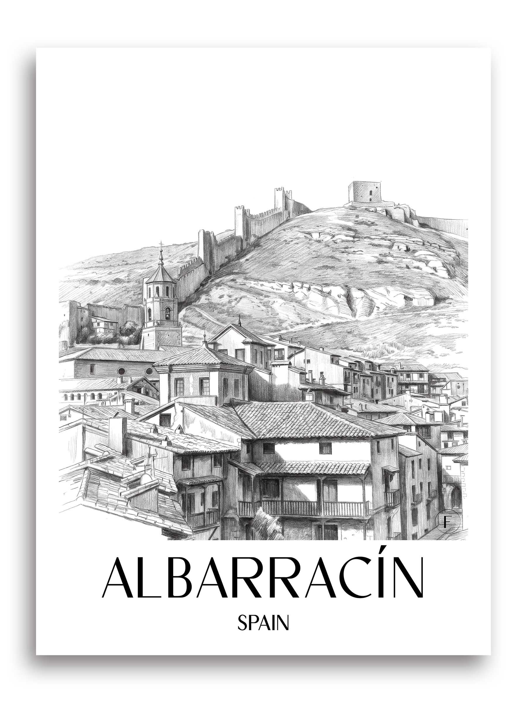 Albarracín Poster - Spanien - Spanien Kunstdruck - Zeichnung von A4 bis A1