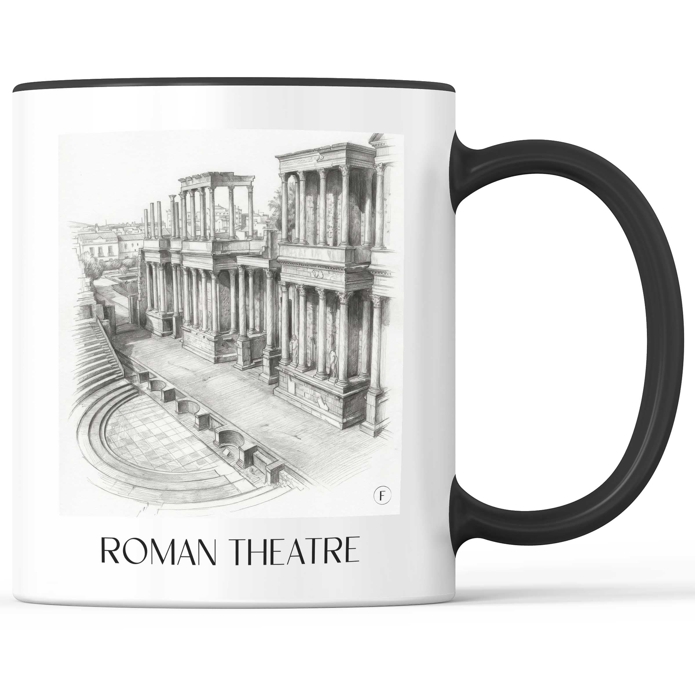 Teatro Romano Kaffeebecher - Mérída - Spanien Becher - Kaffeetasse im Zeichnung Stil