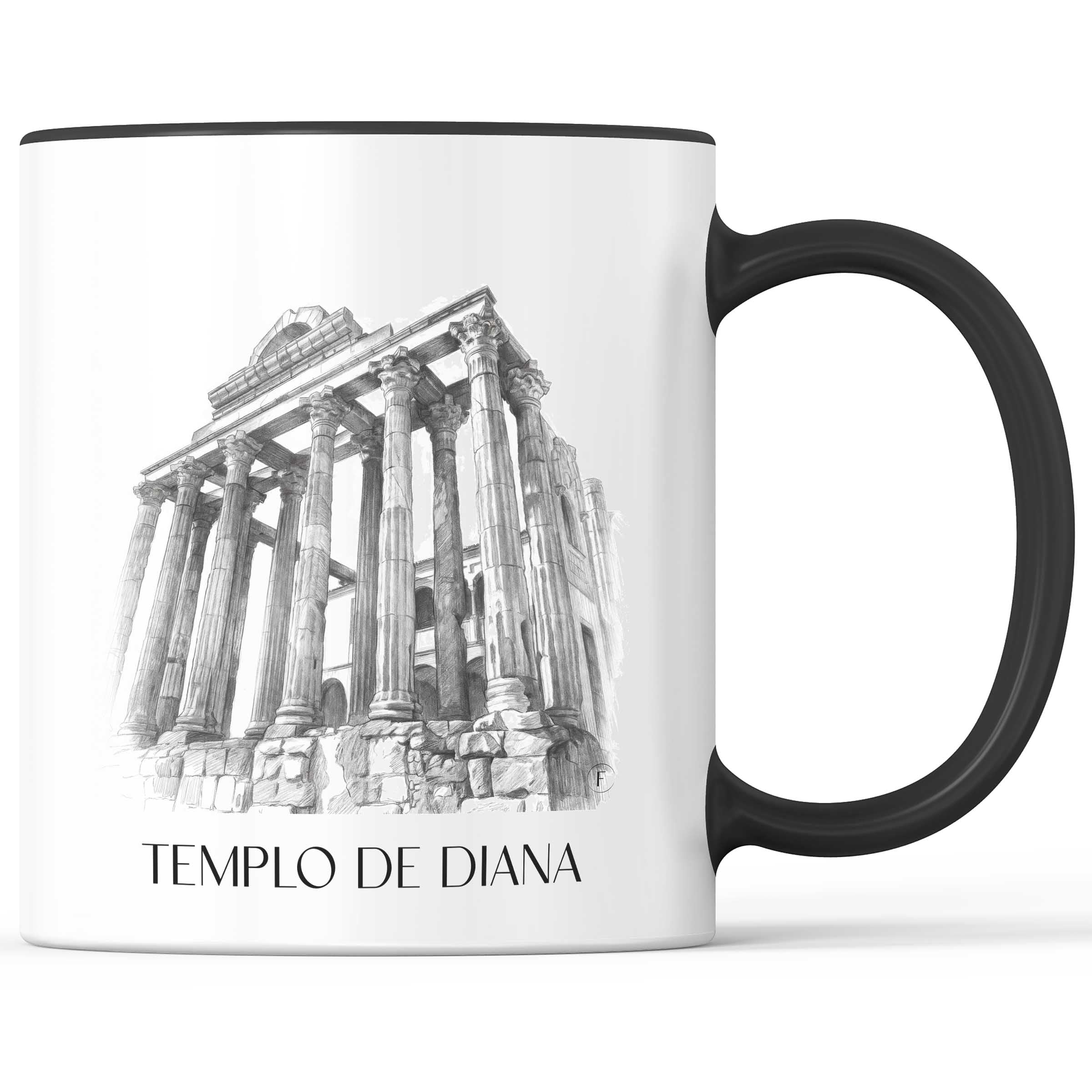 templo-de-diana-mérída-spanien-kaffeebecher-bleistift-zeichnung-drawing