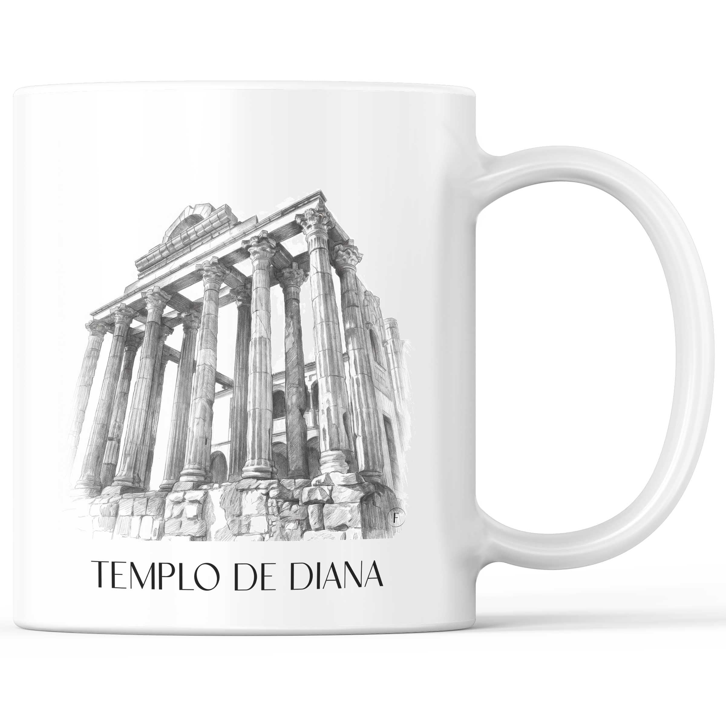 Templo de Diana Kaffeebecher - Mérída - Spanien Becher - Kaffeetasse im Zeichnung Stil