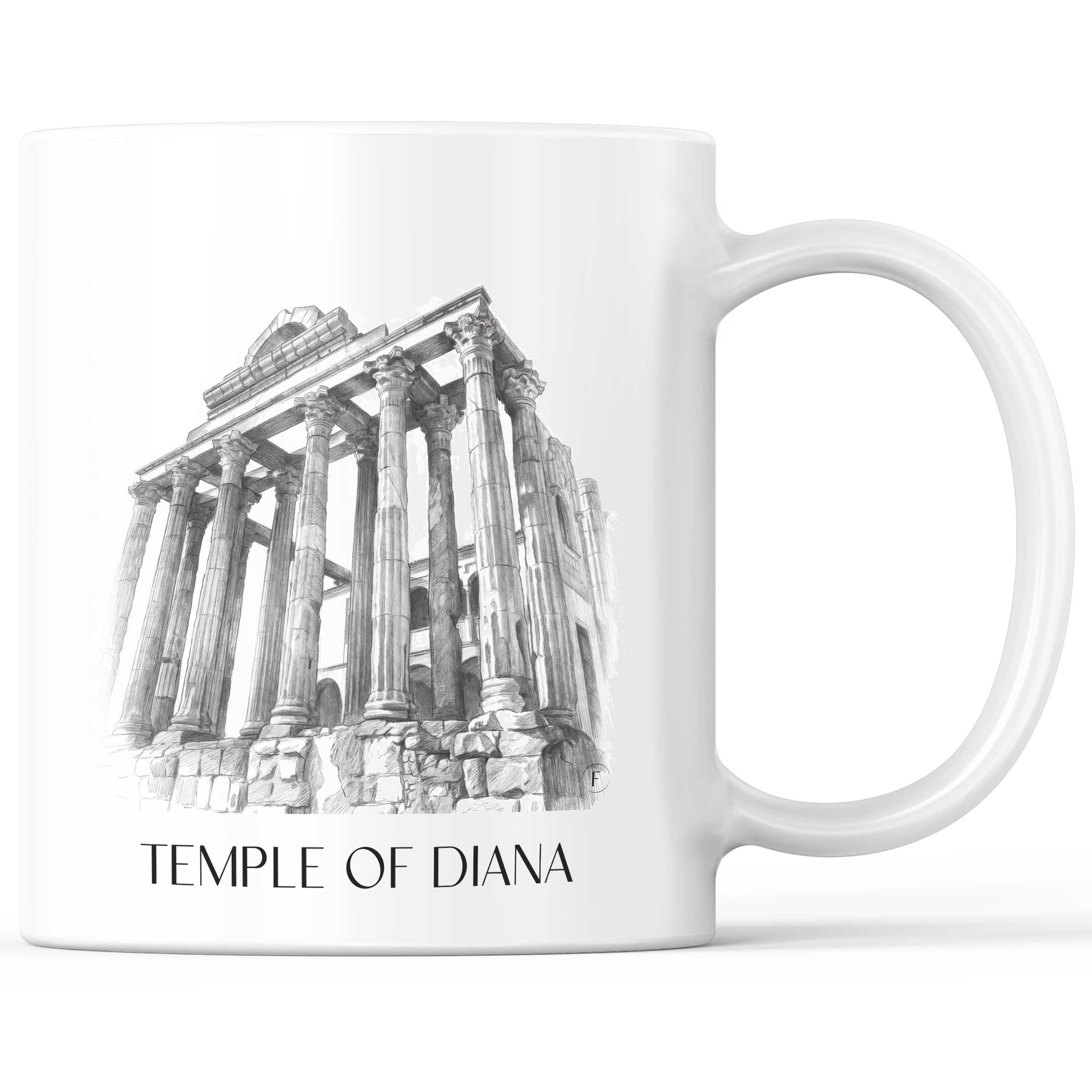 Templo de Diana Kaffeebecher - Mérída - Spanien Becher - Kaffeetasse im Zeichnung Stil