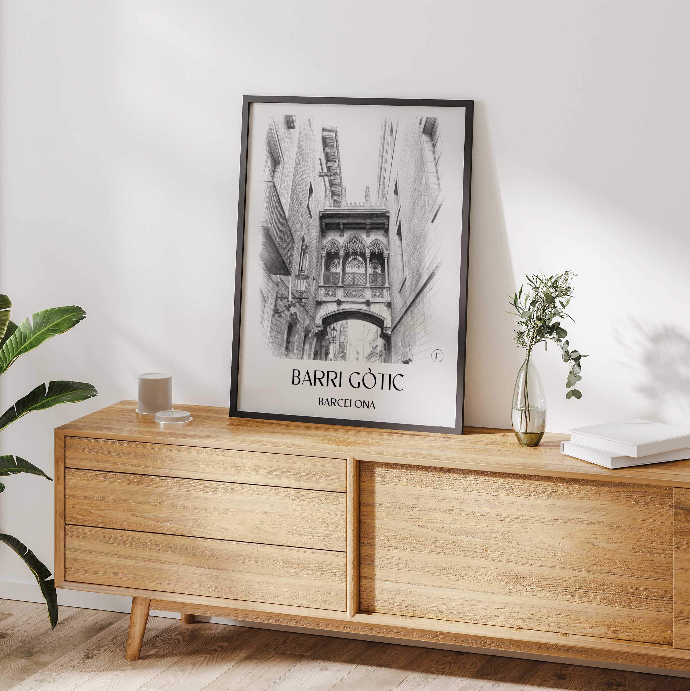 barri-gòtic-barcelona-spanien-poster-bleistift-zeichnung-drawing