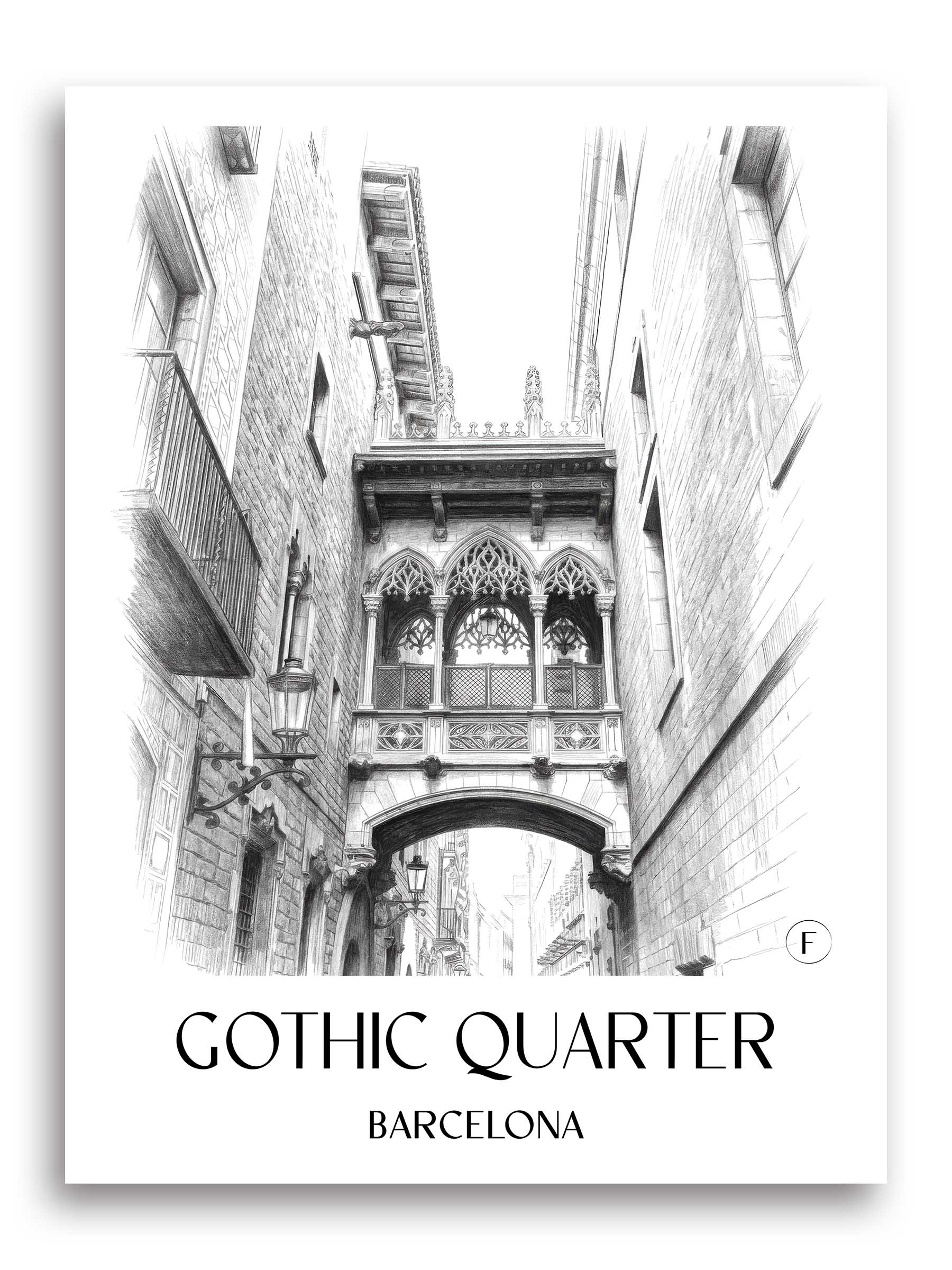 Barri Gòtic Poster - Barcelona - Spanien Kunstdruck - Zeichnung von A4 bis A1