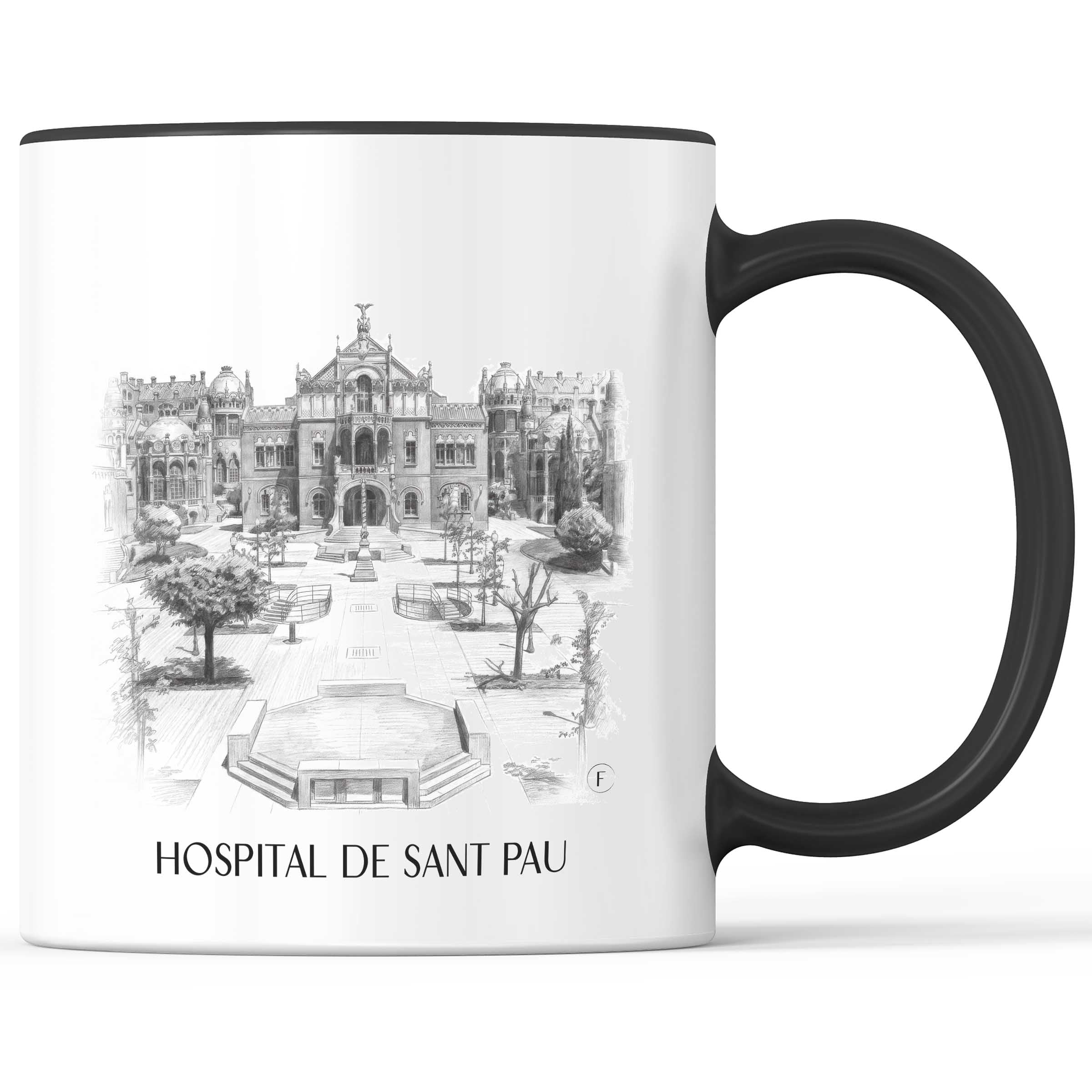 Hospital de Sant Pau Kaffeebecher - Barcelona - Spanien Becher - Kaffeetasse im Zeichnung Stil