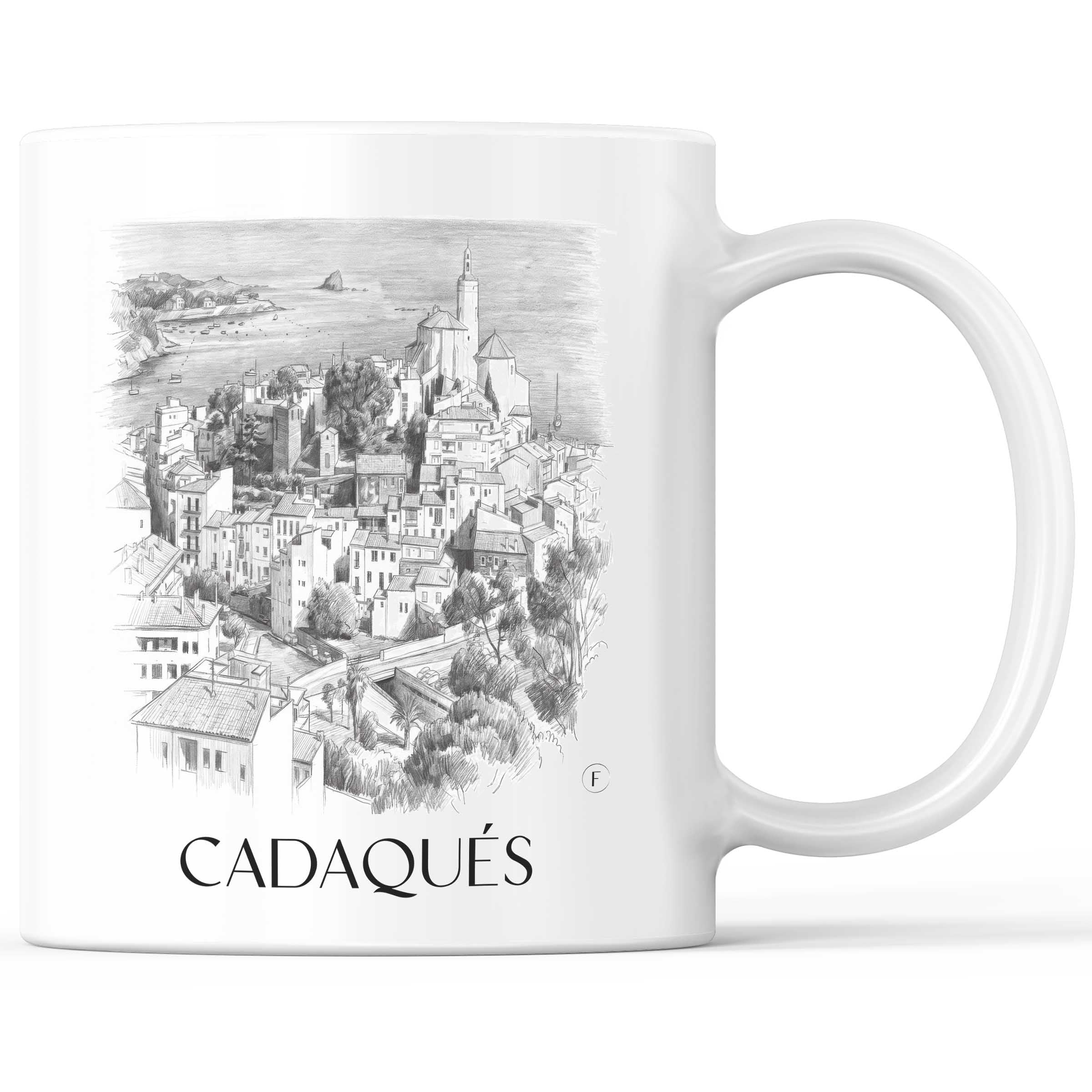Cadaqués Kaffeebecher - Spanien - Spanien Becher - Kaffeetasse im Zeichnung Stil