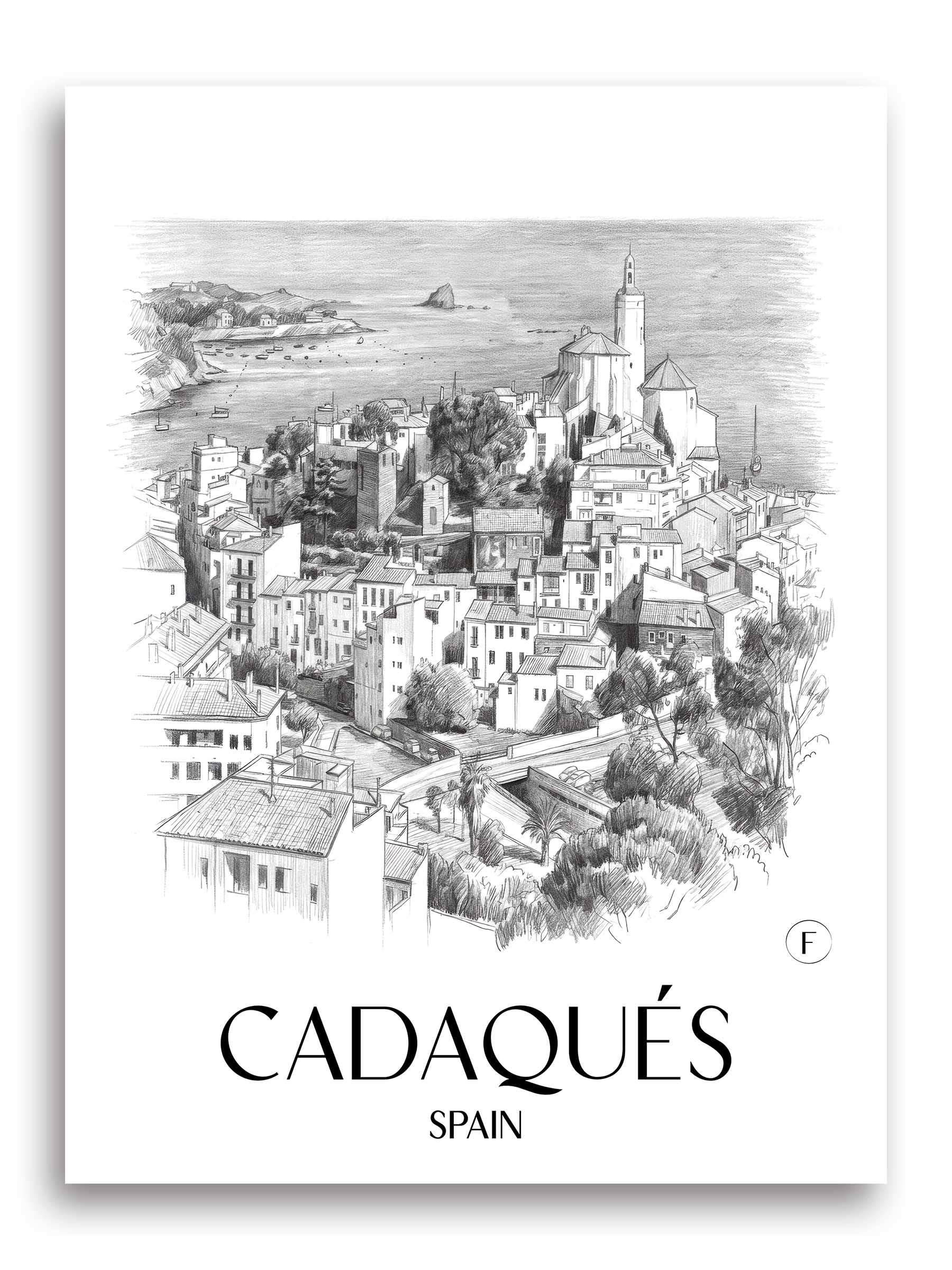 Cadaqués Poster - Spanien - Spanien Kunstdruck - Zeichnung von A4 bis A1