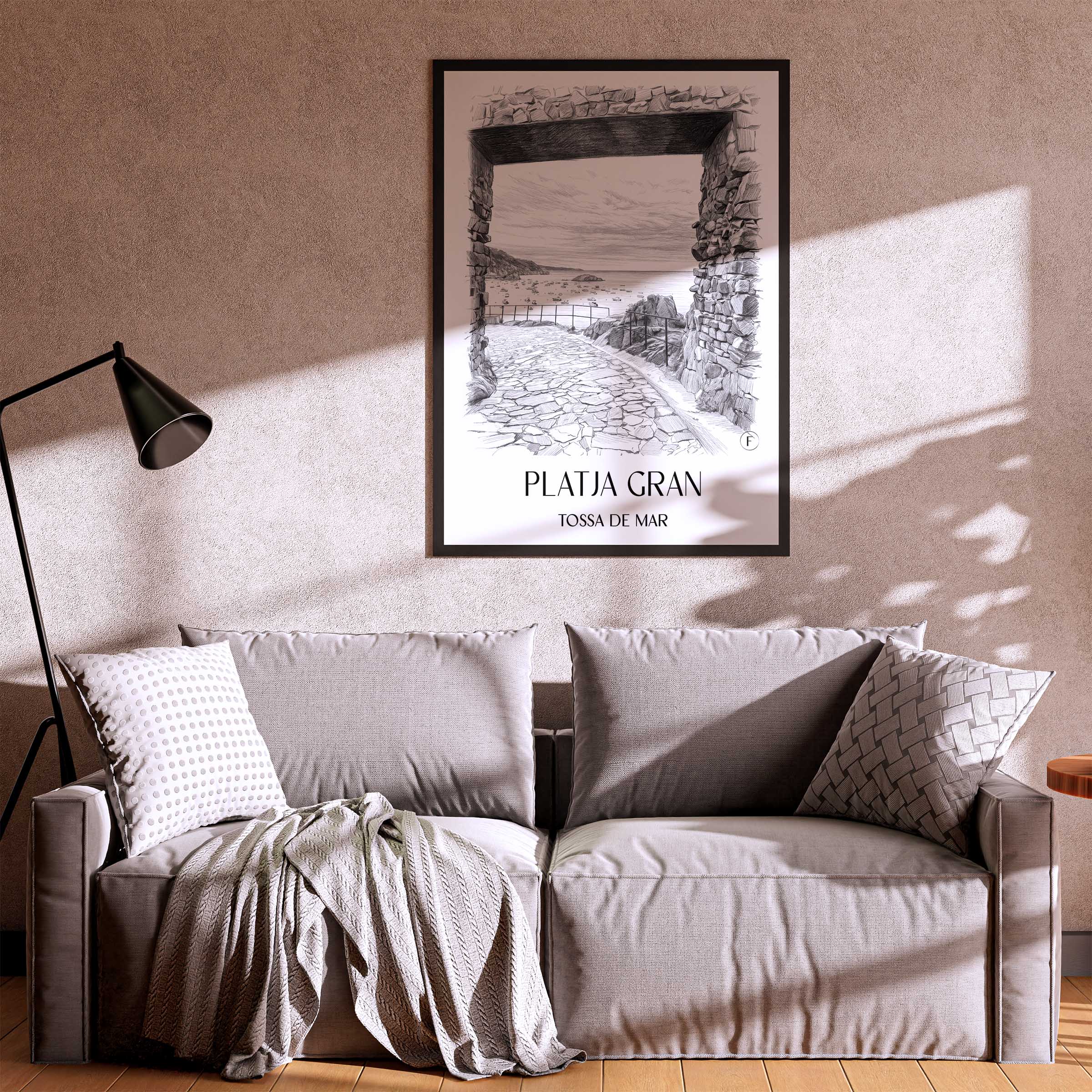 platja-gran-tossa-de-mar-spanien-poster-bleistift-zeichnung-drawing