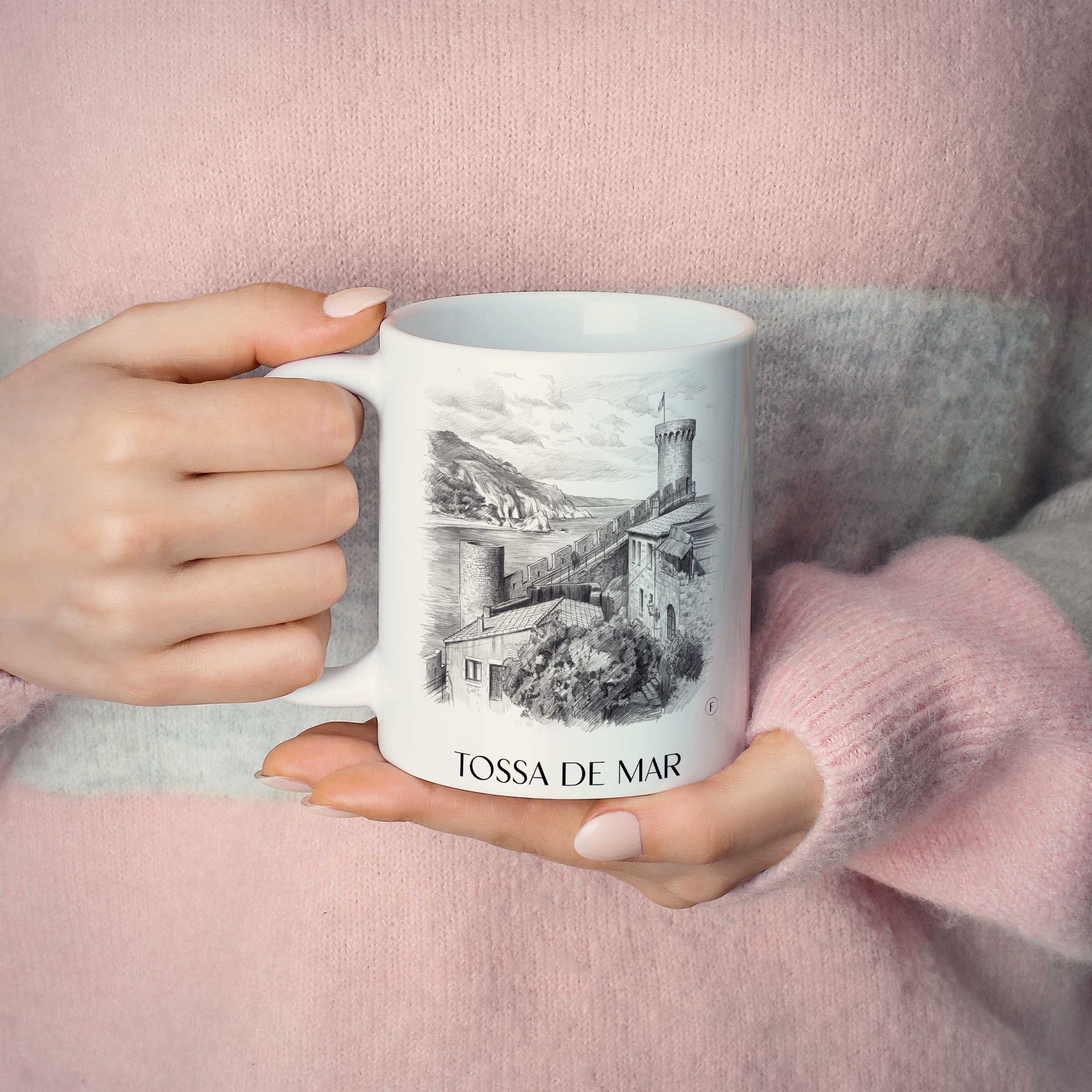 tossa-de-mar-spanien-spanien-kaffeebecher-bleistift-zeichnung-drawing