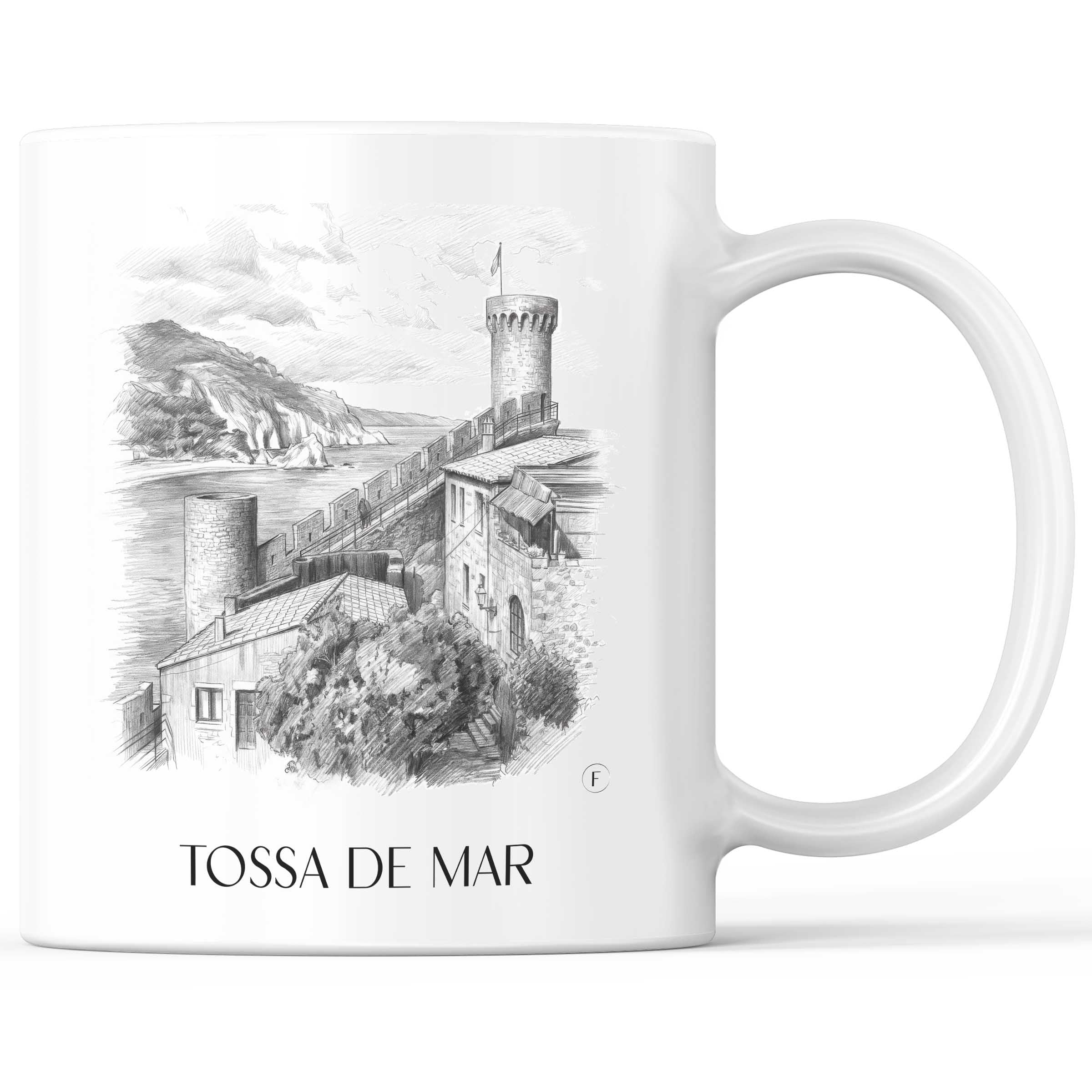 Tossa de Mar Kaffeebecher - Spanien - Spanien Becher - Kaffeetasse im Zeichnung Stil