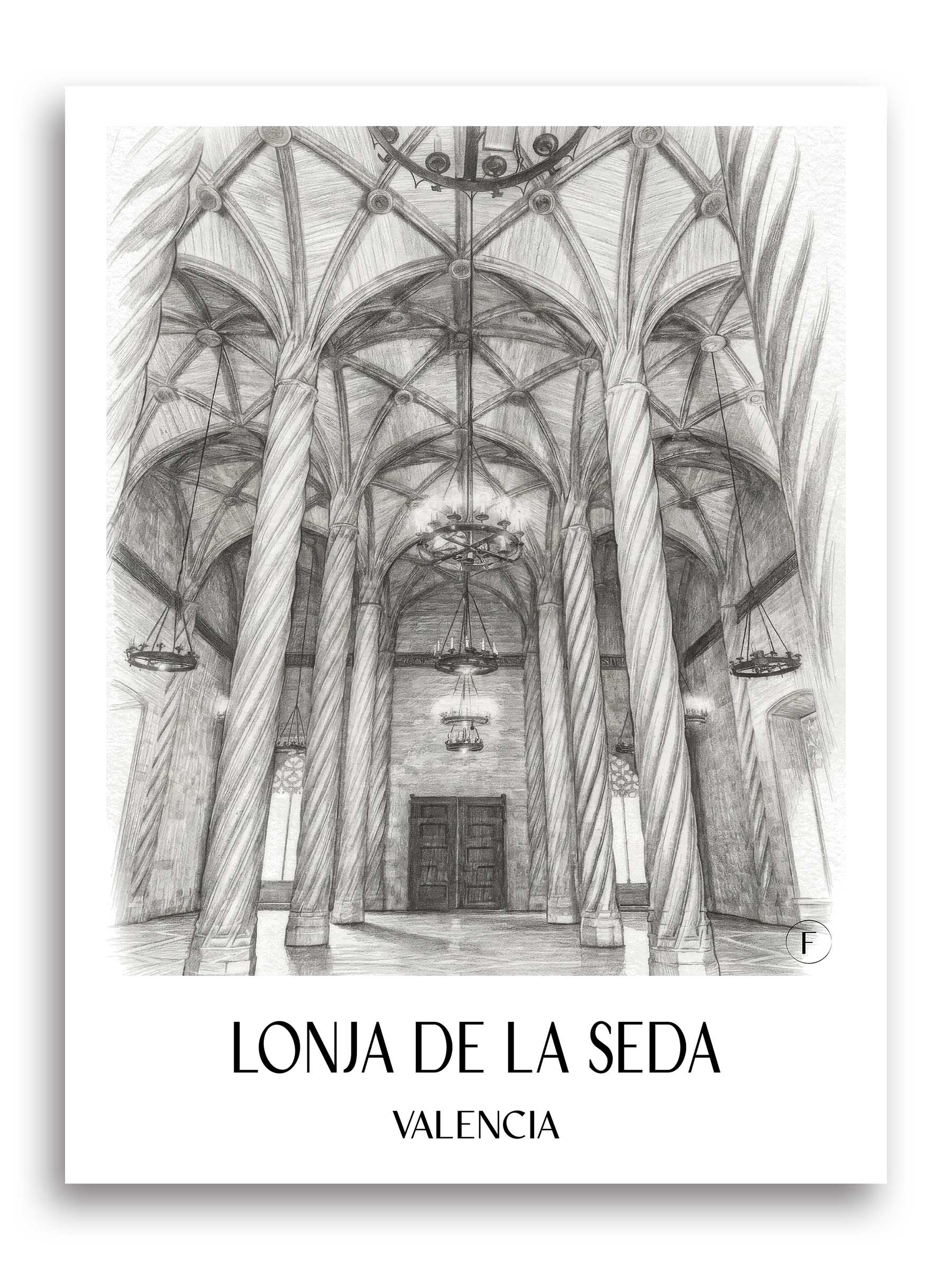 Lonja de la Seda Poster - Valencia - Spanien Kunstdruck - Zeichnung von A4 bis A1