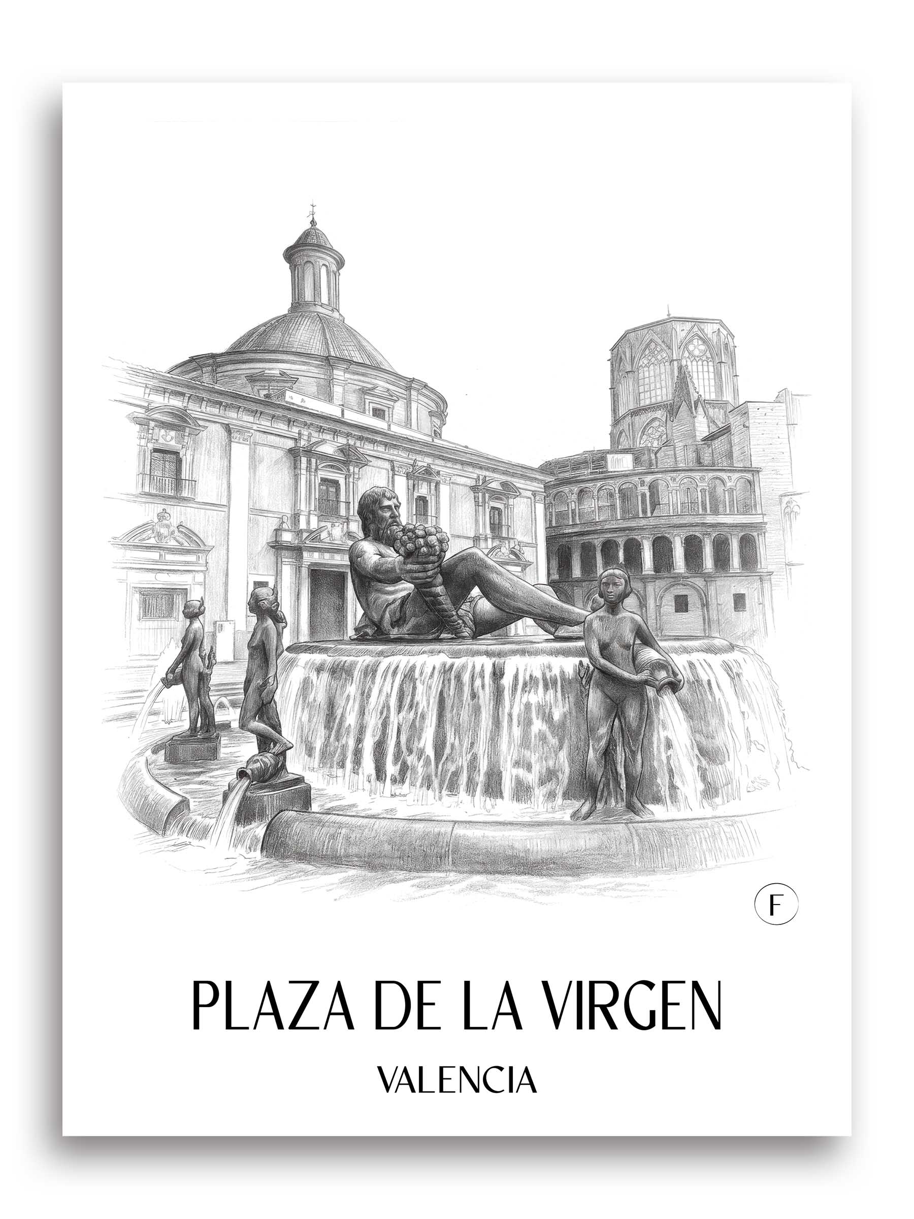 plaza-de-la-virgen-valencia-spanien-poster-bleistift-zeichnung-drawing