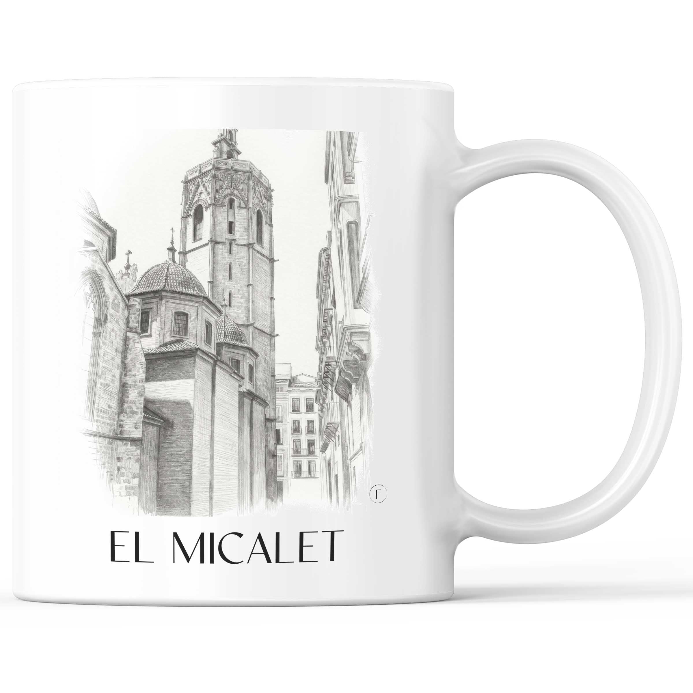 El Micalet Kaffeebecher - Valencia - Spanien Becher - Kaffeetasse im Zeichnung Stil