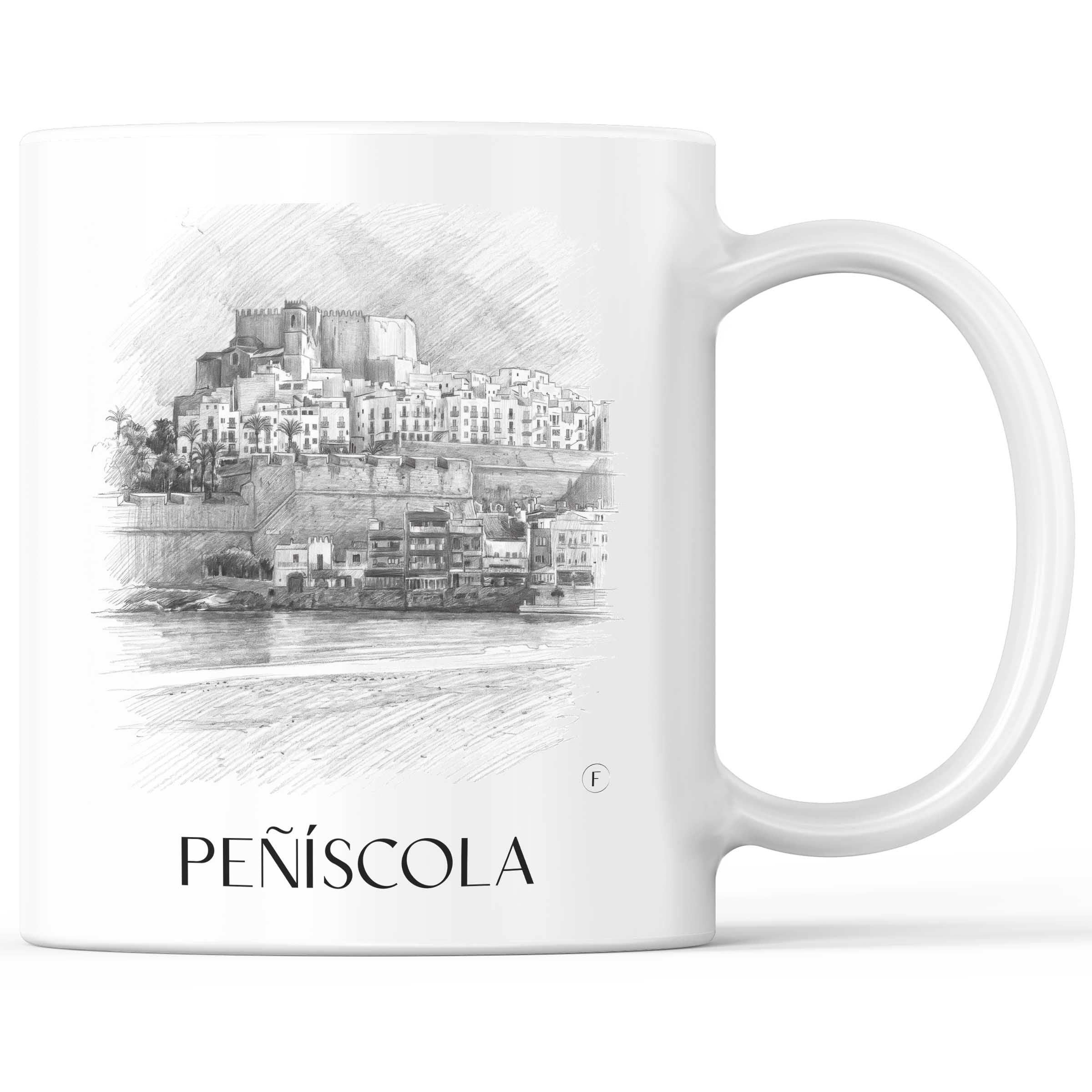 Peñíscola Kaffeebecher - Spanien - Spanien Becher - Kaffeetasse im Zeichnung Stil