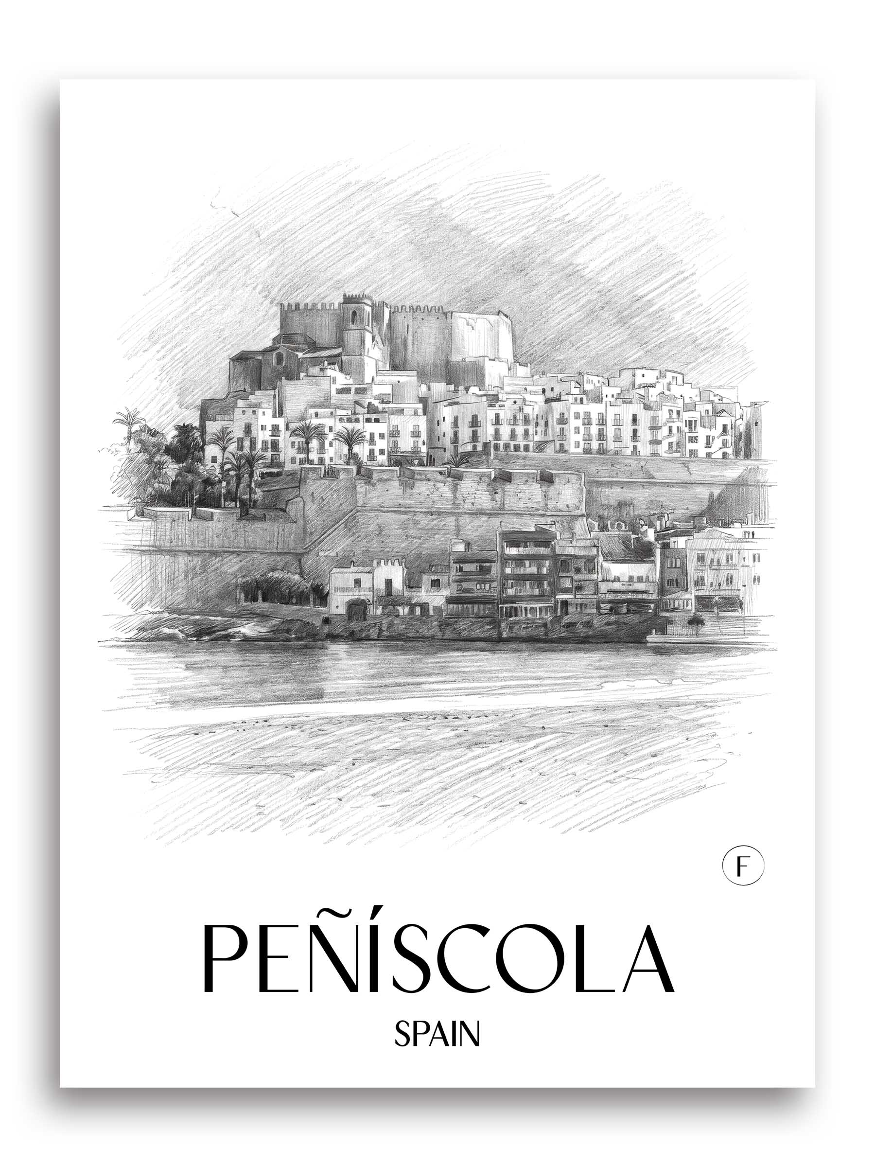 Peñíscola Poster - Spanien - Spanien Kunstdruck - Zeichnung von A4 bis A1
