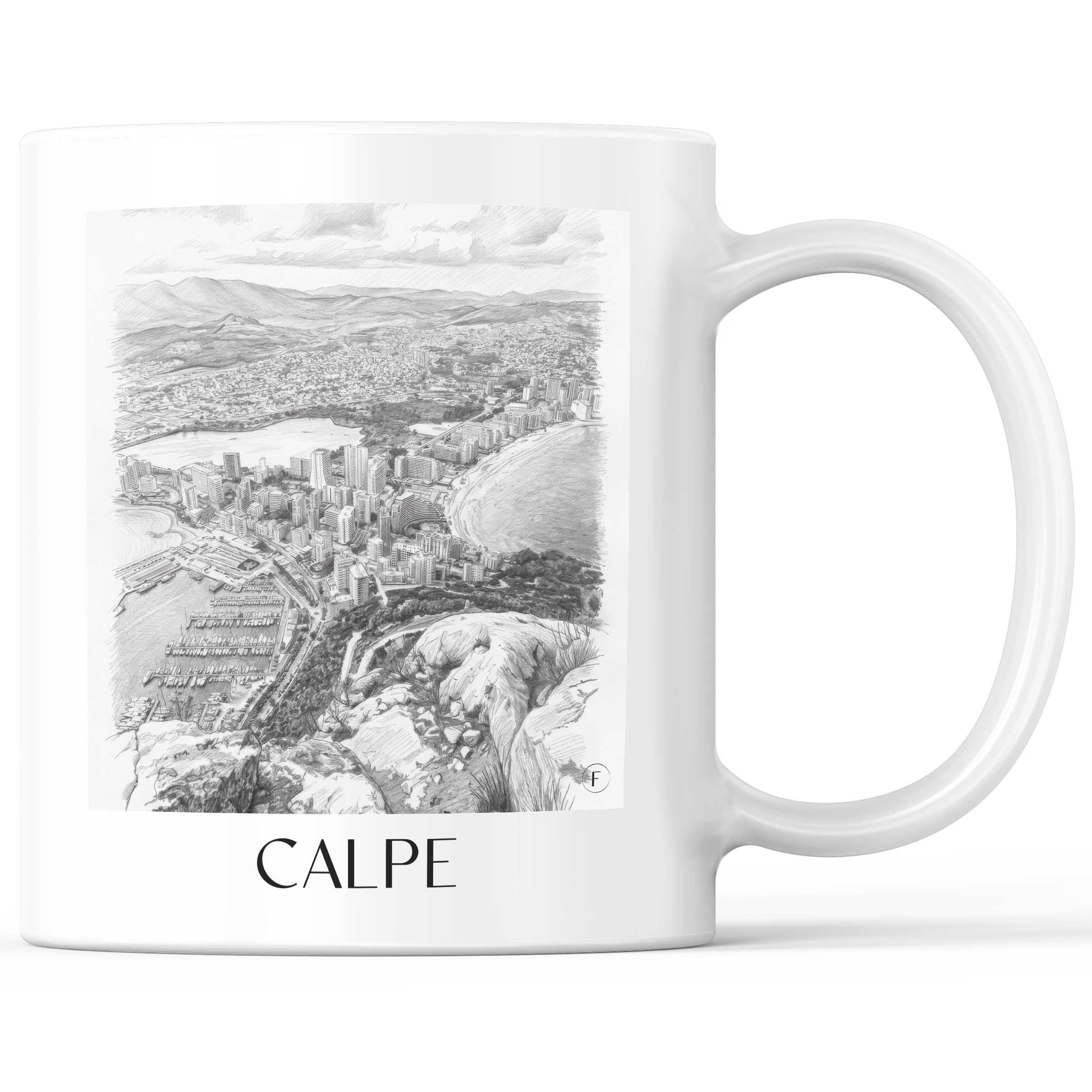 Calpe Kaffeebecher - Spanien - Spanien Becher - Kaffeetasse im Zeichnung Stil
