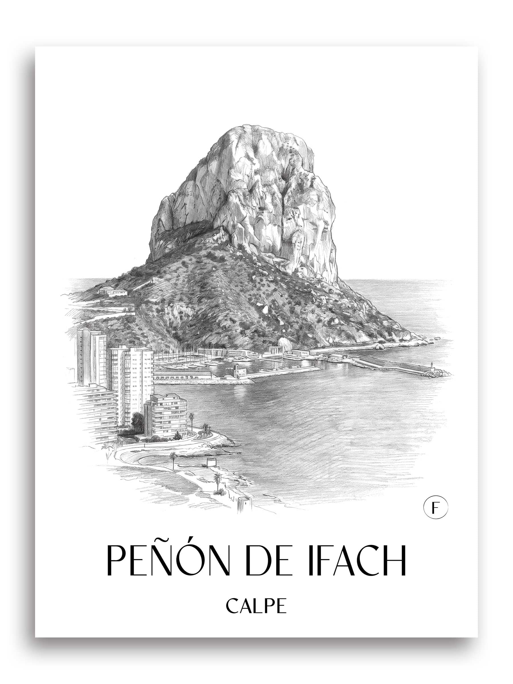 Peñón de Ifach Poster - Calpe - Spanien Kunstdruck - Zeichnung von A4 bis A1