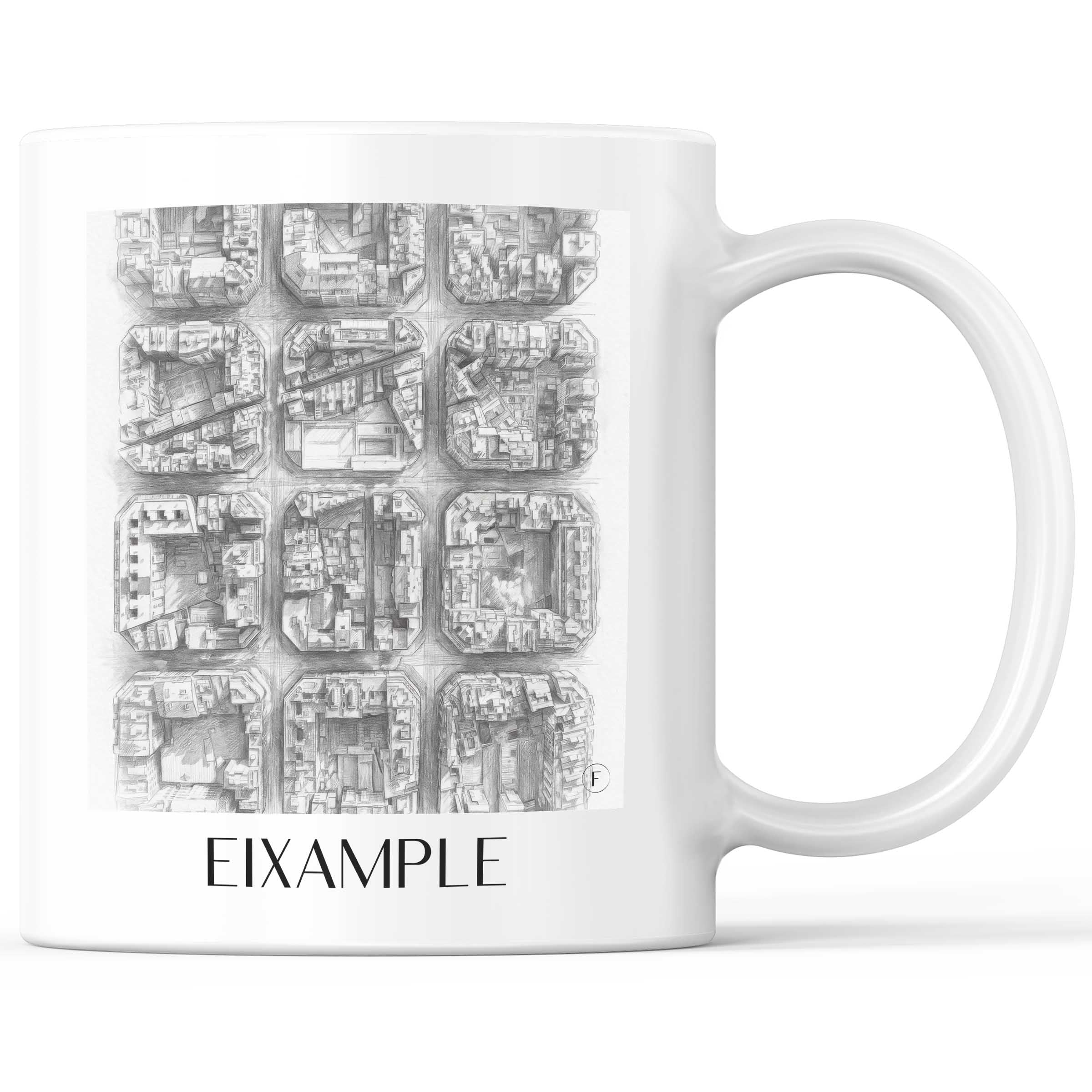 Eixample Kaffeebecher - Barcelona - Spanien Becher - Kaffeetasse im Zeichnung Stil