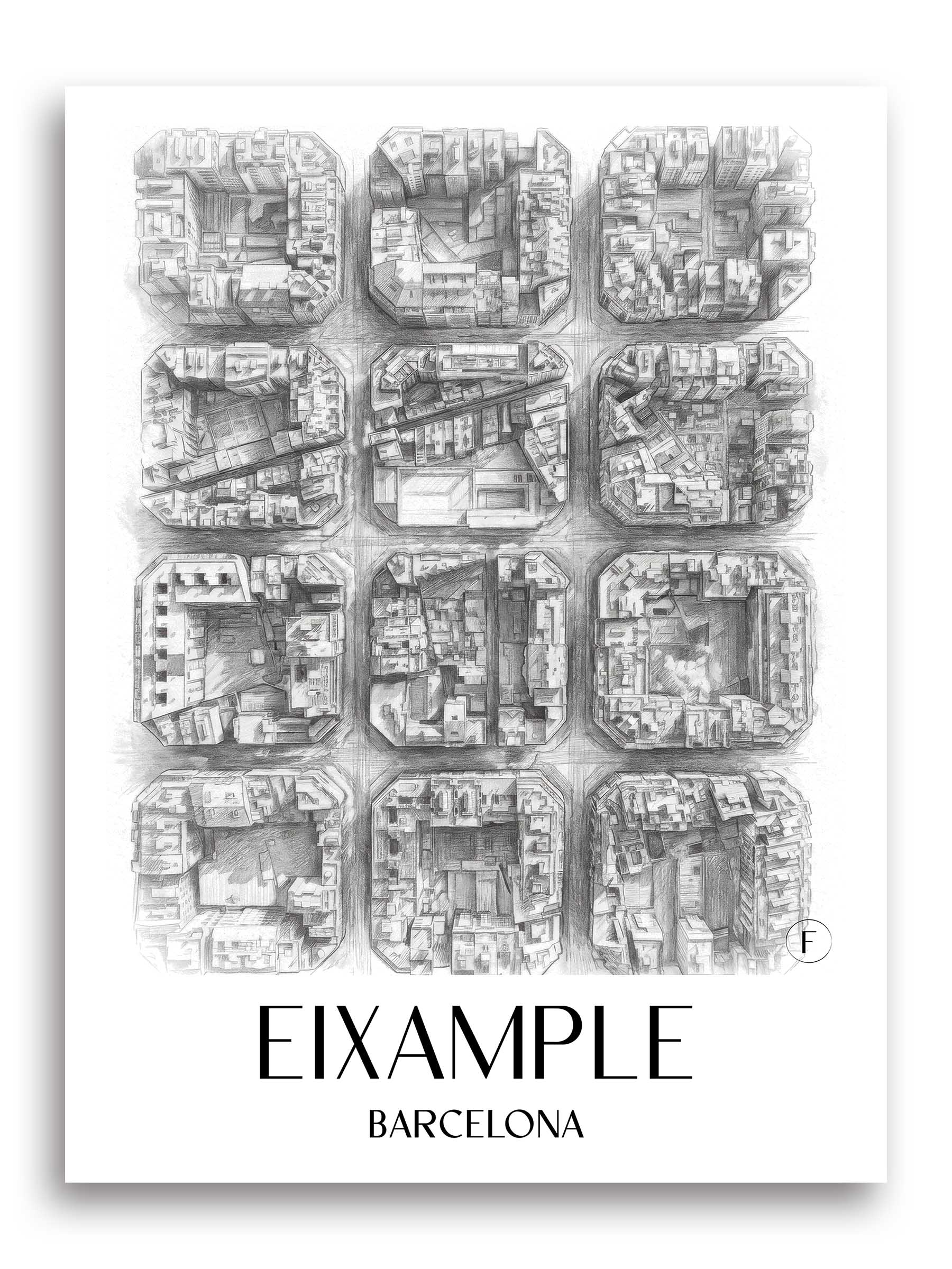 Eixample Poster - Barcelona - Spanien Kunstdruck - Zeichnung von A4 bis A1