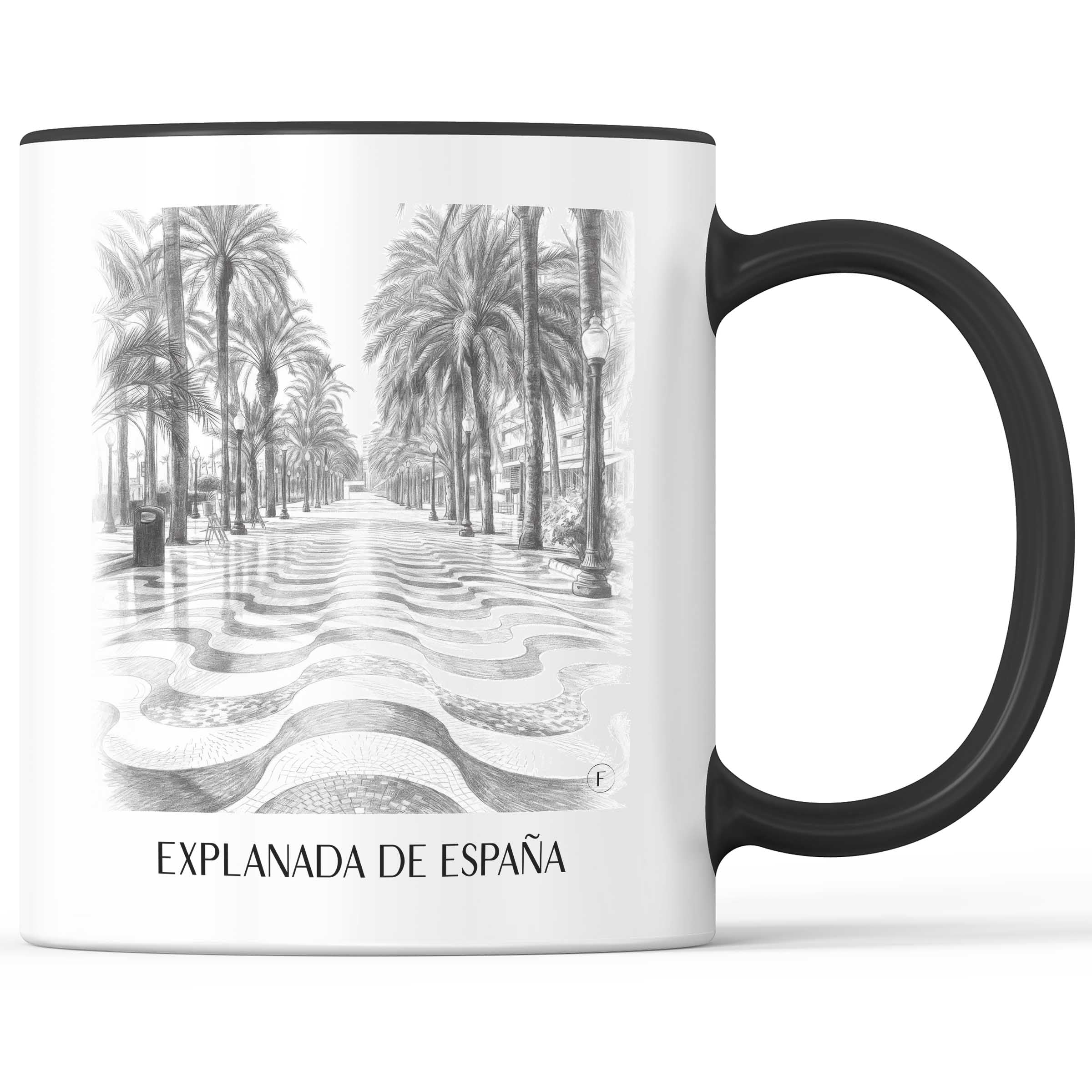 explanada-de-españa-alicante-spanien-kaffeebecher-bleistift-zeichnung-drawing