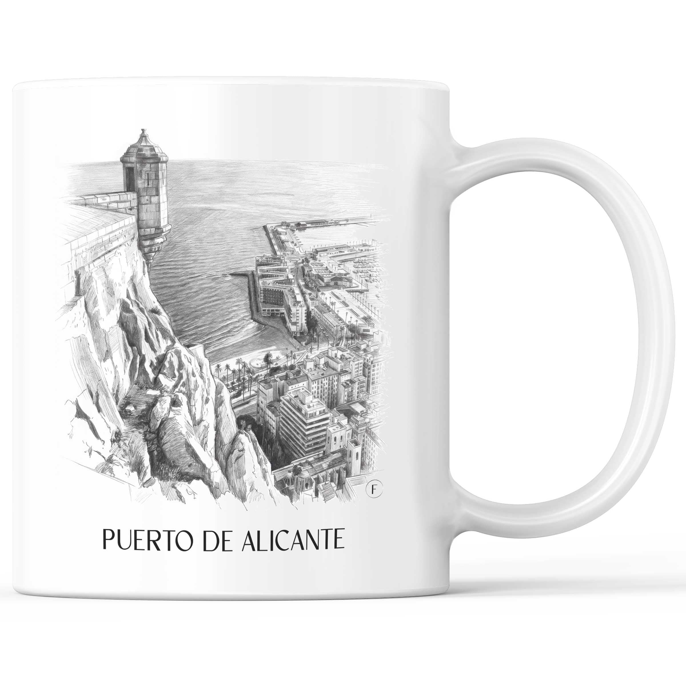 Puerto de Alicante Kaffeebecher - Spanien - Spanien Becher - Kaffeetasse im Zeichnung Stil