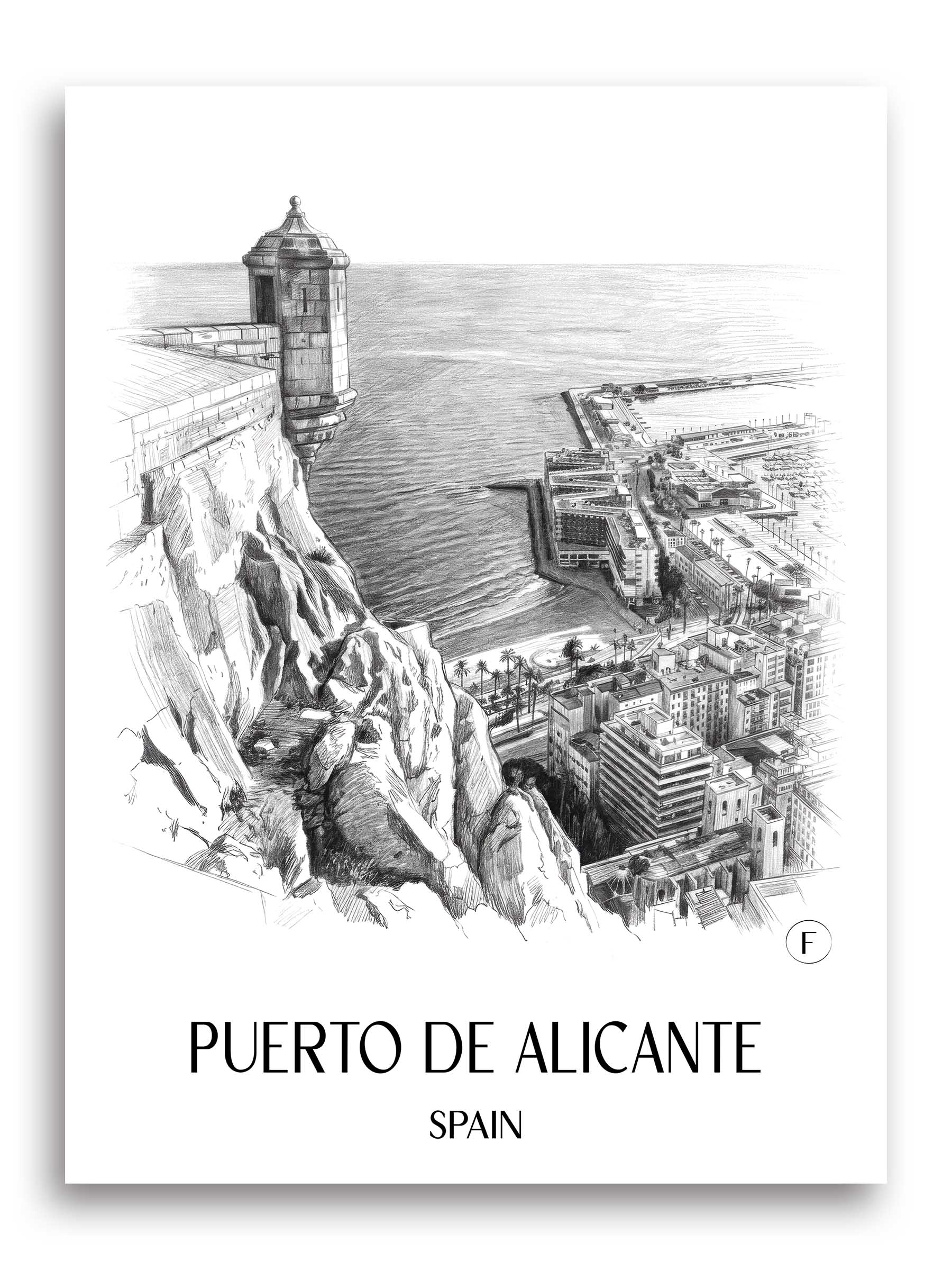 Puerto de Alicante Poster - Spanien - Spanien Kunstdruck - Zeichnung von A4 bis A1