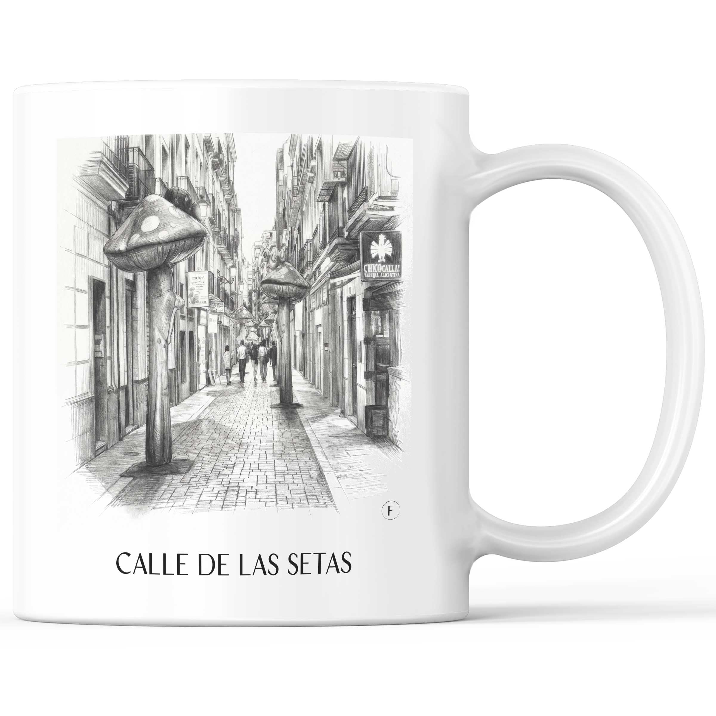 Calle de las Setas Kaffeebecher - Alicante - Spanien Becher - Kaffeetasse im Zeichnung Stil