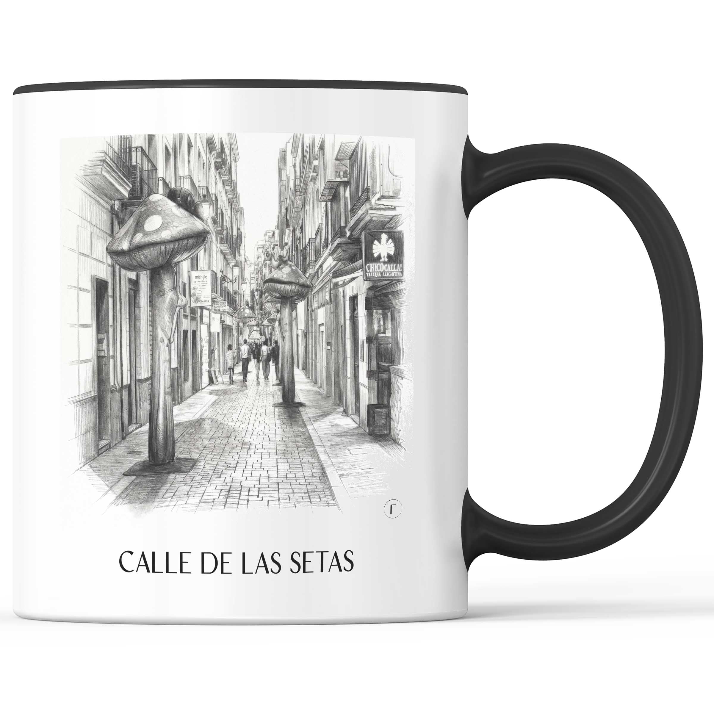 Calle de las Setas Kaffeebecher - Alicante - Spanien Becher - Kaffeetasse im Zeichnung Stil