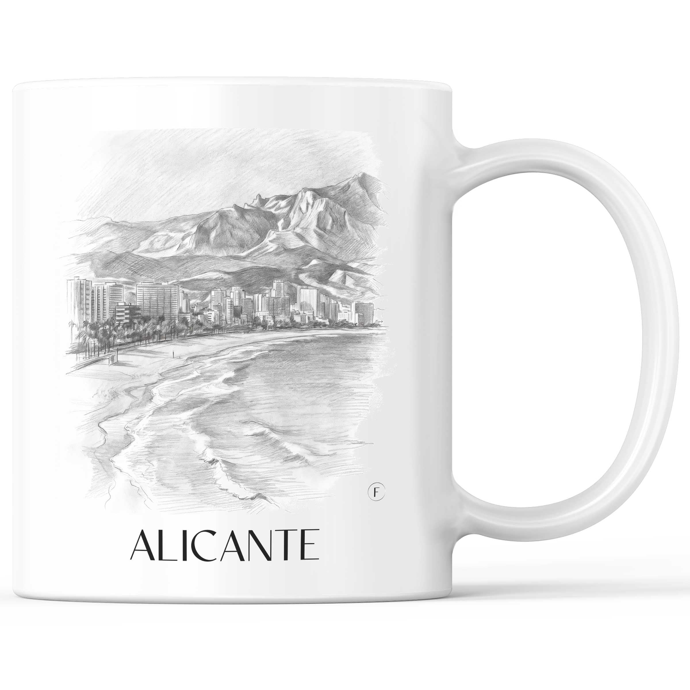 Alicante Kaffeebecher - Spanien - Spanien Becher - Kaffeetasse im Zeichnung Stil