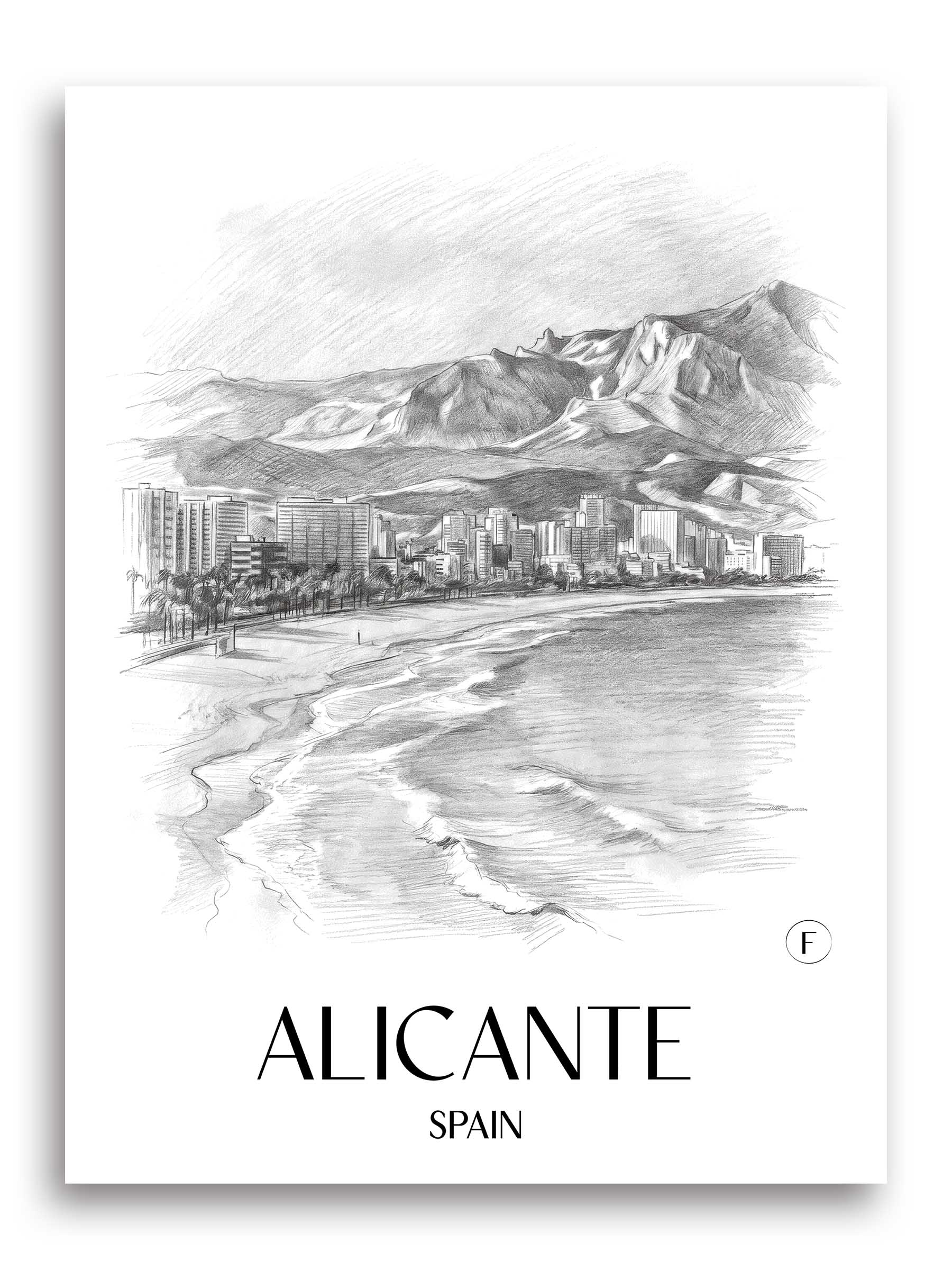 Alicante Poster - Spanien - Spanien Kunstdruck - Zeichnung von A4 bis A1