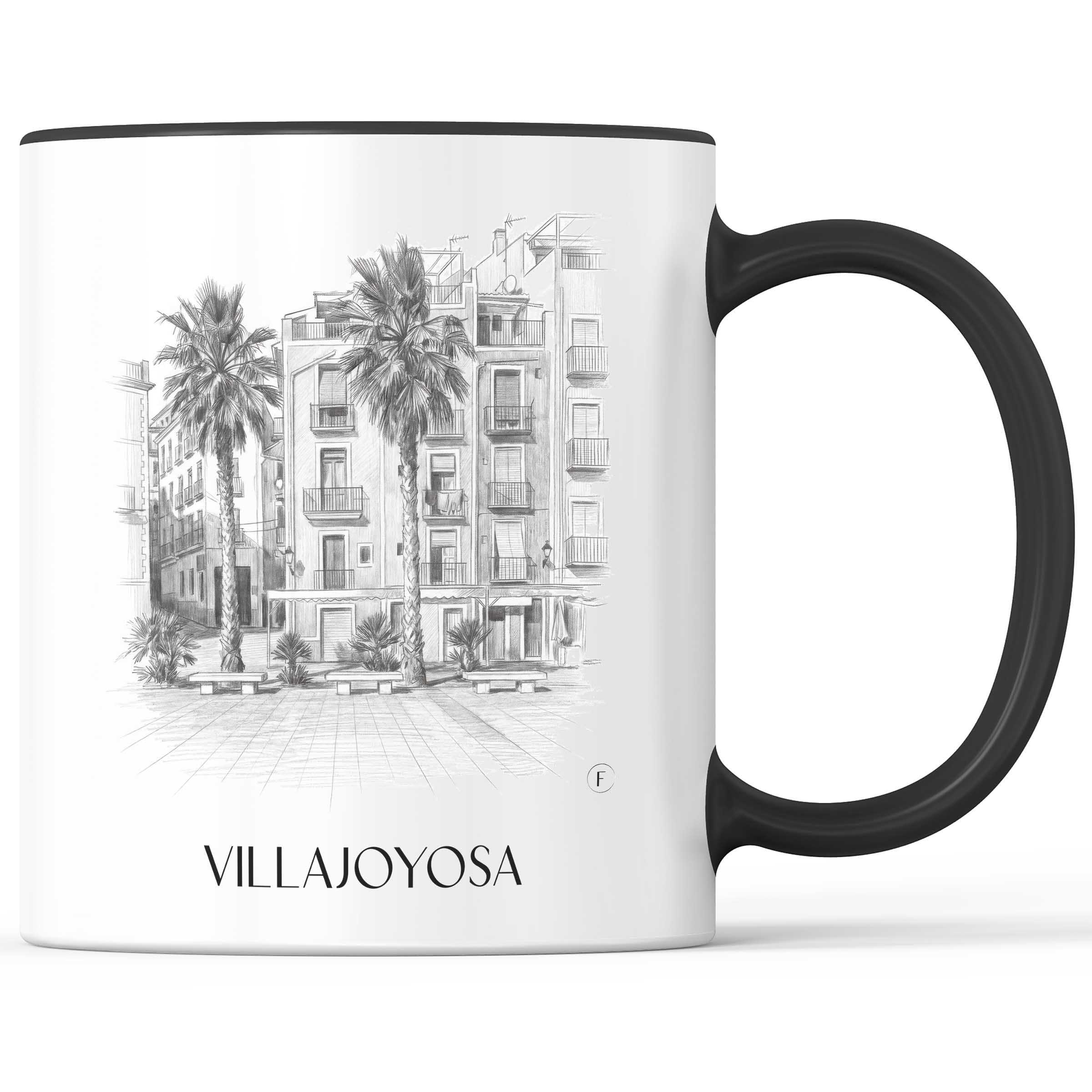 Villajoyosa Kaffeebecher - Spanien - Spanien Becher - Kaffeetasse im Zeichnung Stil