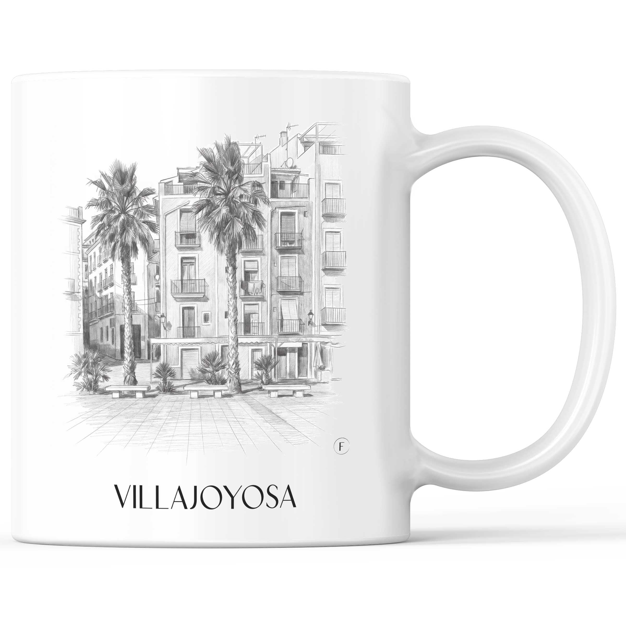 Villajoyosa Kaffeebecher - Spanien - Spanien Becher - Kaffeetasse im Zeichnung Stil