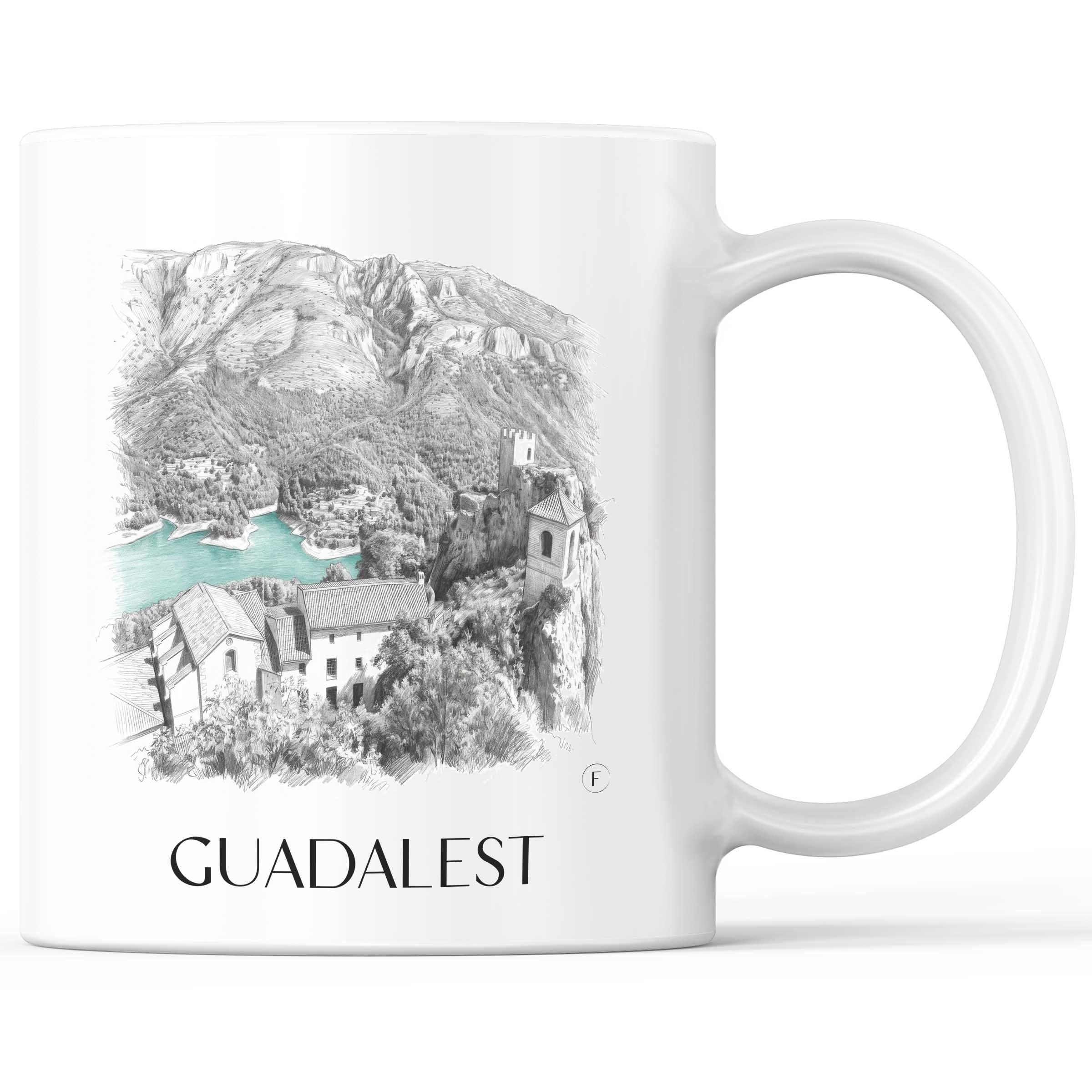 Guadalest Kaffeebecher - Spanien - Spanien Becher - Kaffeetasse im Zeichnung Stil