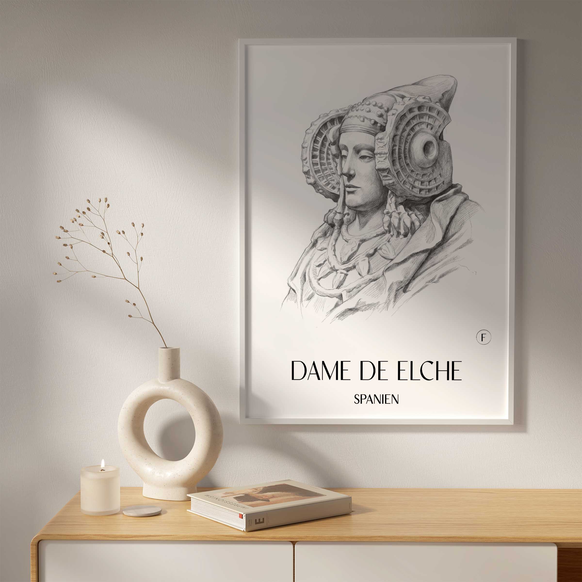 dama-de-elche-spanien-spanien-poster-bleistift-zeichnung-drawing