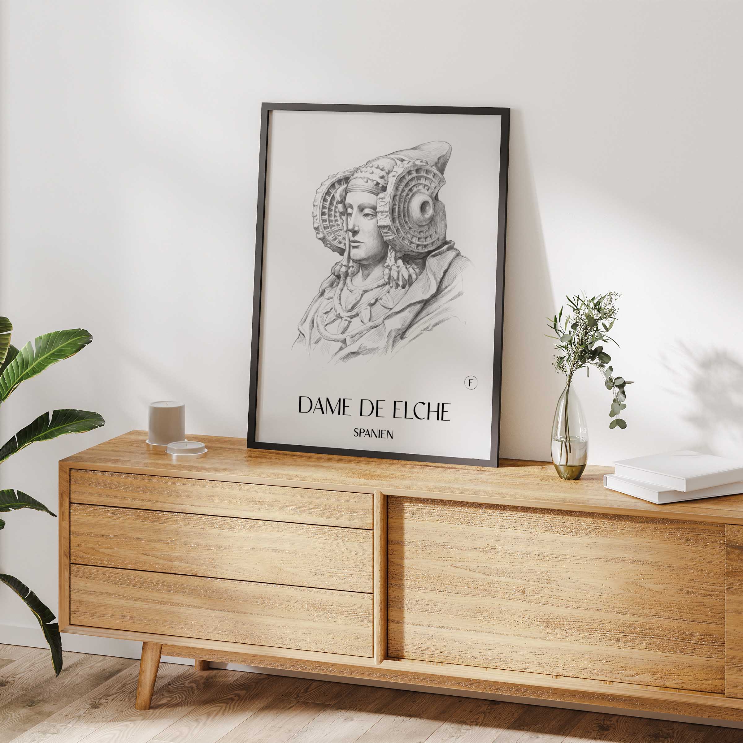 dama-de-elche-spanien-spanien-poster-bleistift-zeichnung-drawing