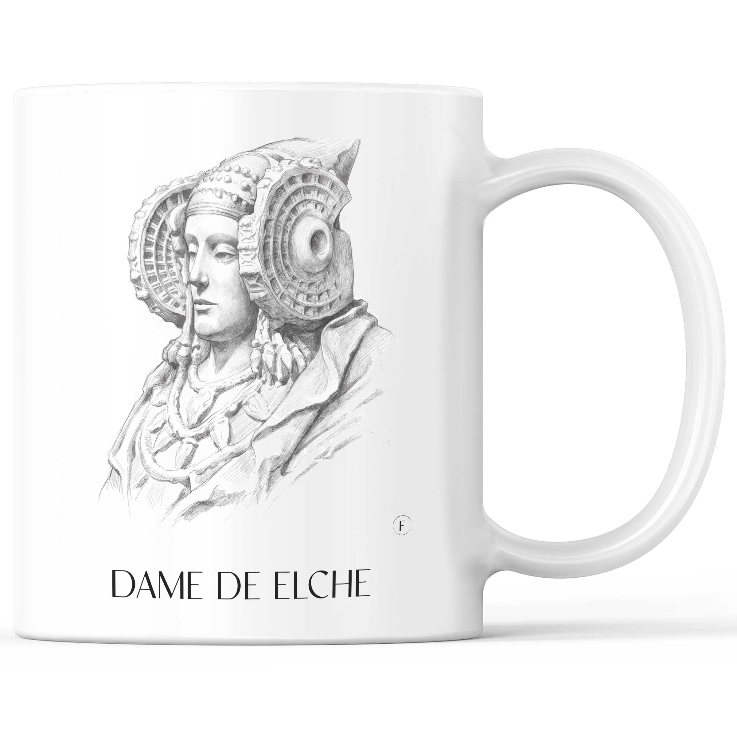 Dama de Elche Kaffeebecher - Spanien - Spanien Becher - Kaffeetasse im Zeichnung Stil