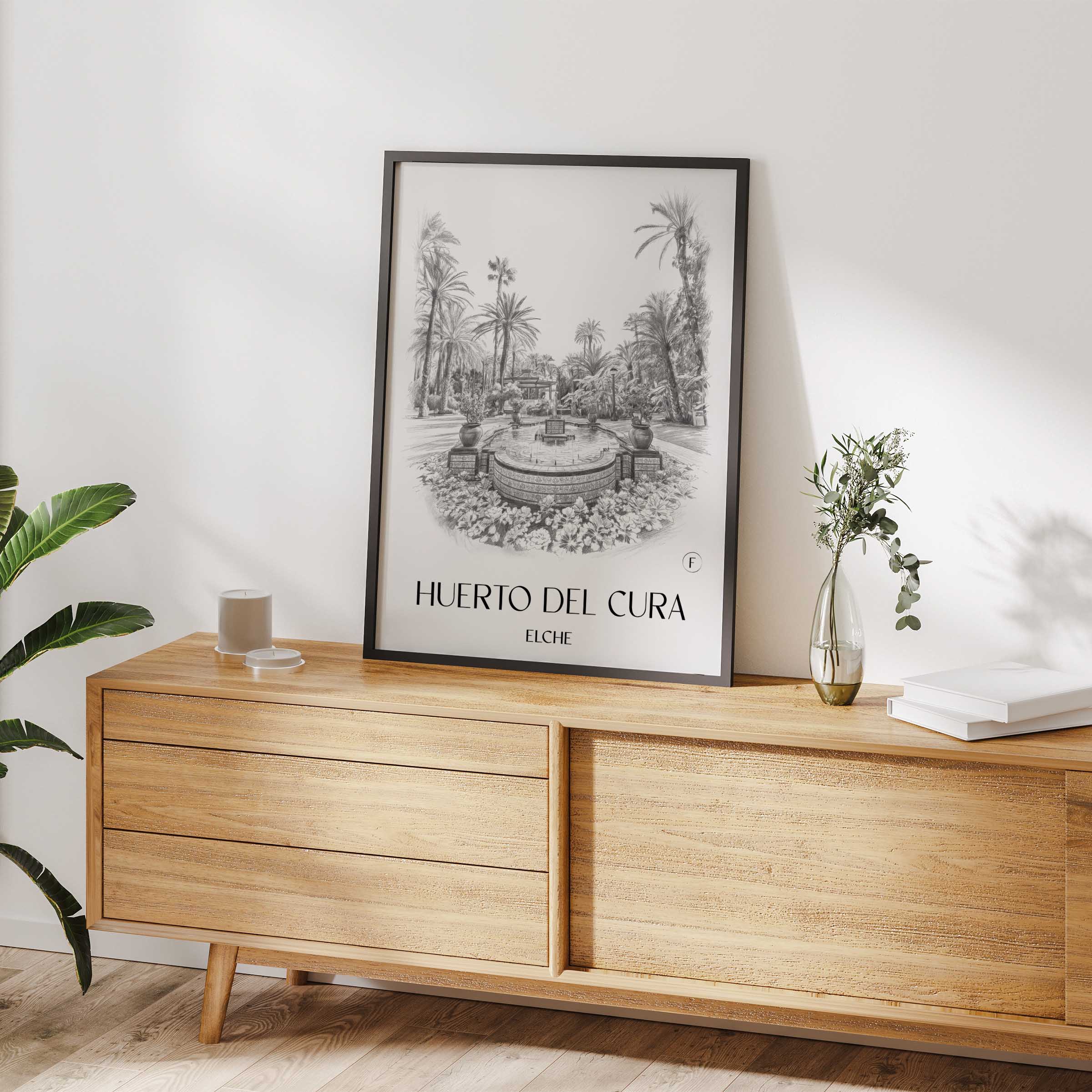 huerto-del-cura-elche-spanien-poster-bleistift-zeichnung-drawing