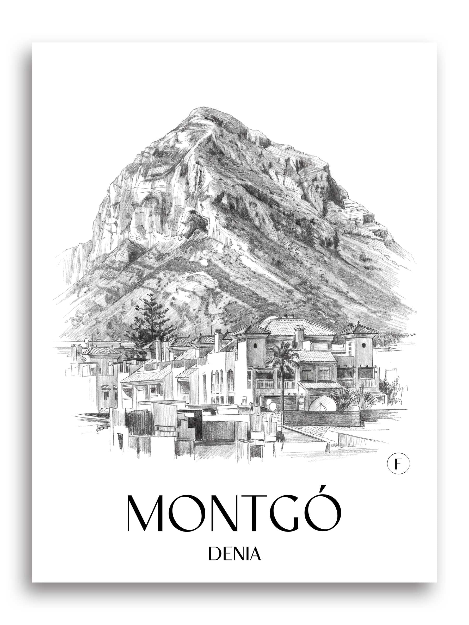 Montgó Poster - Dénia - Spanien Kunstdruck - Zeichnung von A4 bis A1