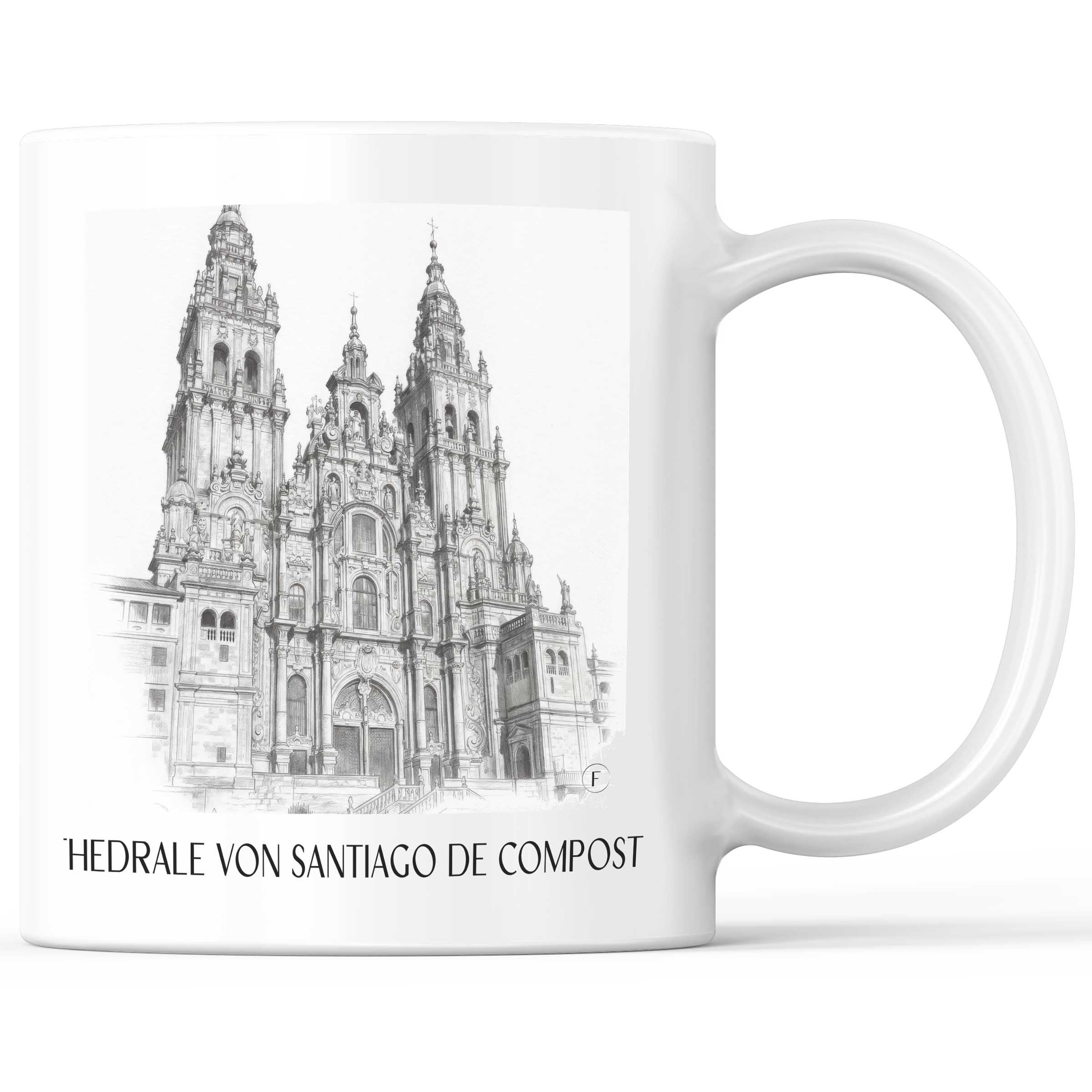 Kathedrale von Santiago Kaffeebecher - Spanien - Spanien Becher - Kaffeetasse im Zeichnung Stil