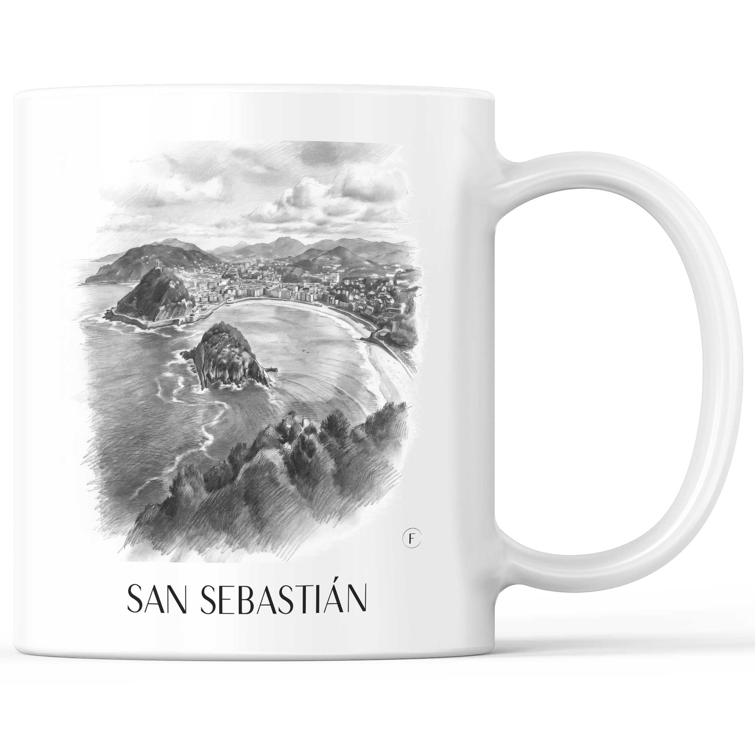 San Sebastián Kaffeebecher - Spanien - Spanien Becher - Kaffeetasse im Zeichnung Stil