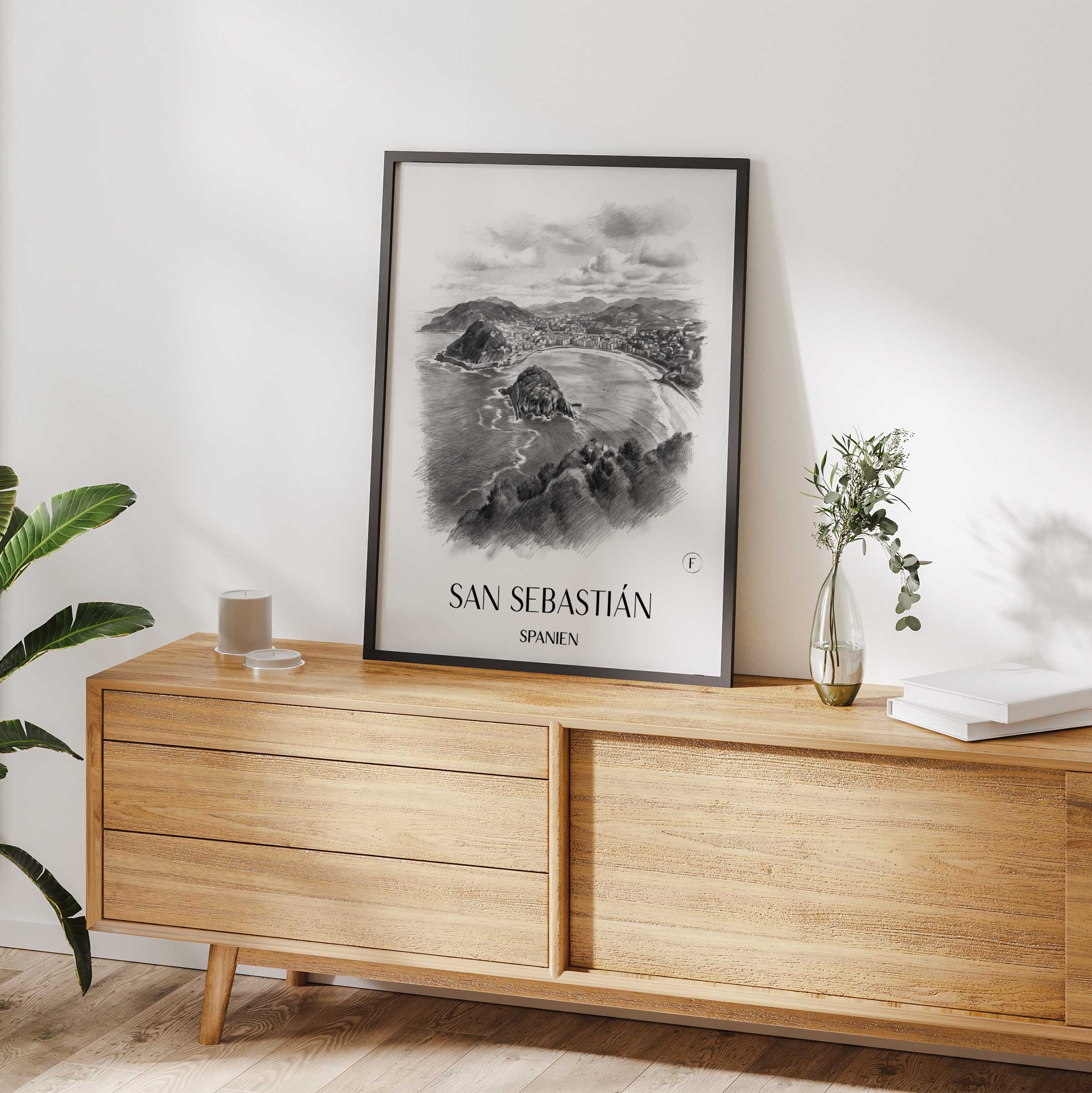 san-sebastián-spanien-spanien-poster-bleistift-zeichnung-drawing