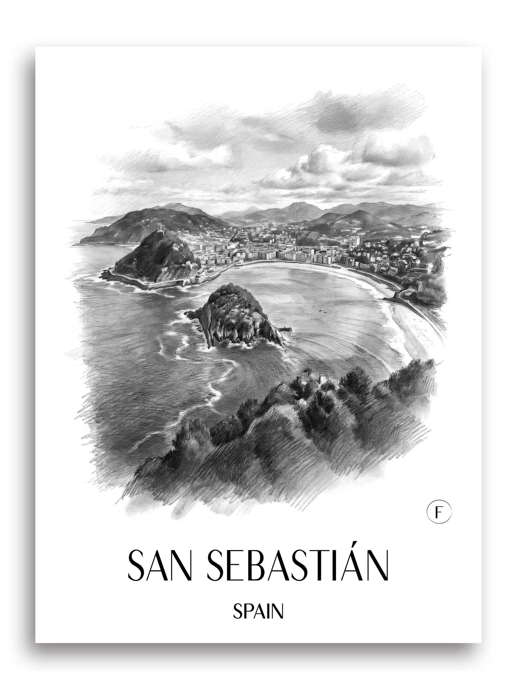 San Sebastián Poster - Spanien - Spanien Kunstdruck - Zeichnung von A4 bis A1