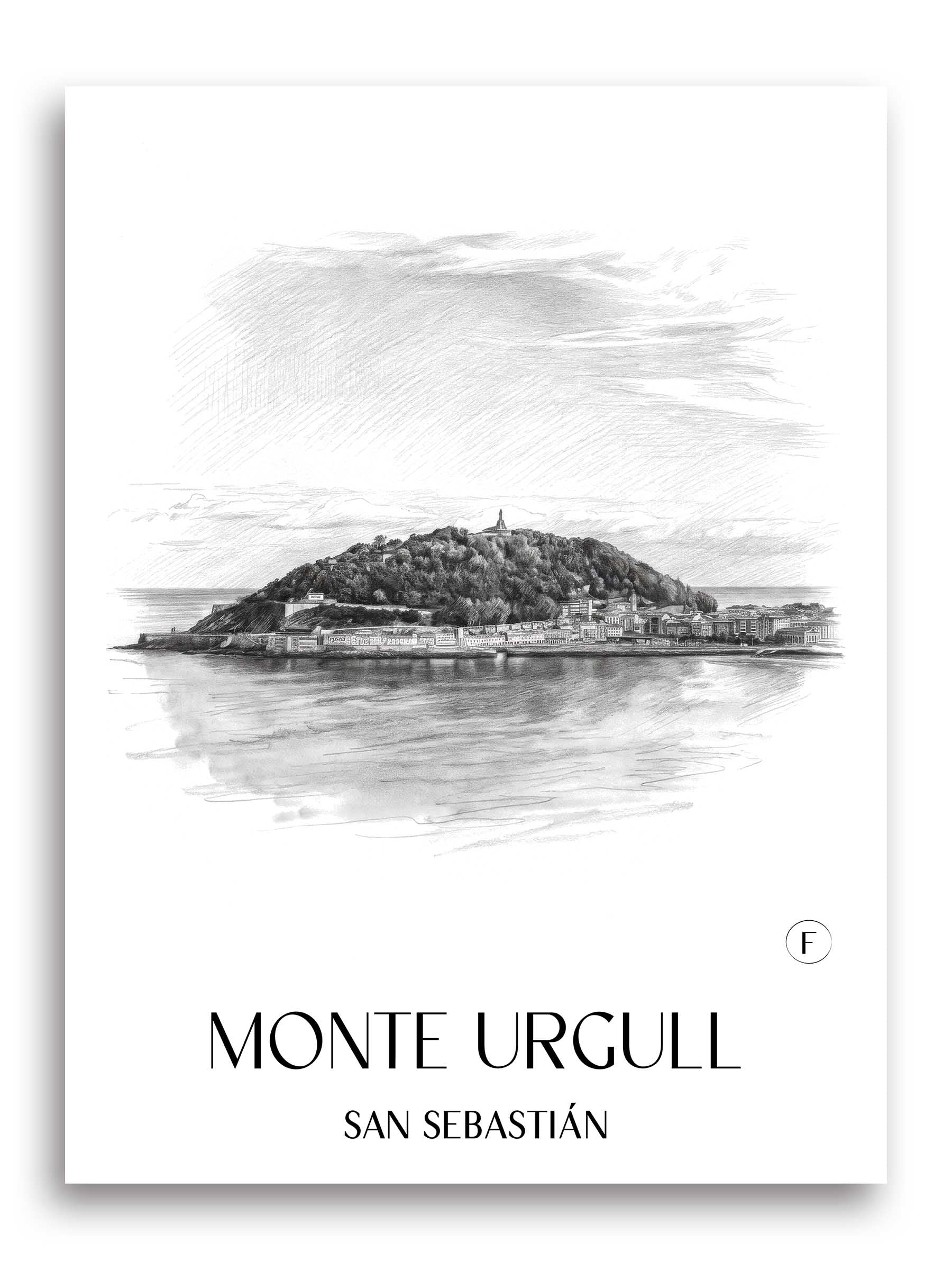 monte-urgull-san-sebastián-spanien-poster-bleistift-zeichnung-drawing