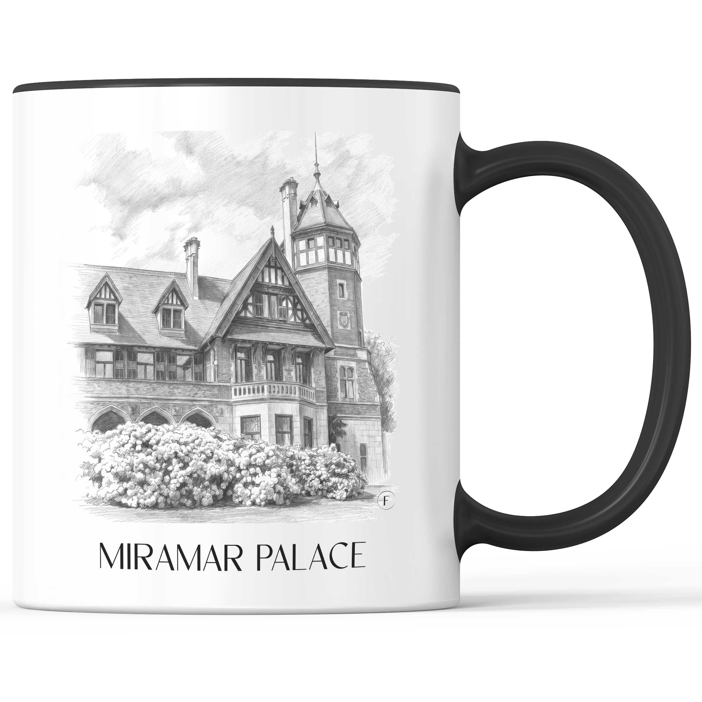 Palacio de Miramar Kaffeebecher - San Sebastián - Spanien Becher - Kaffeetasse im Zeichnung Stil
